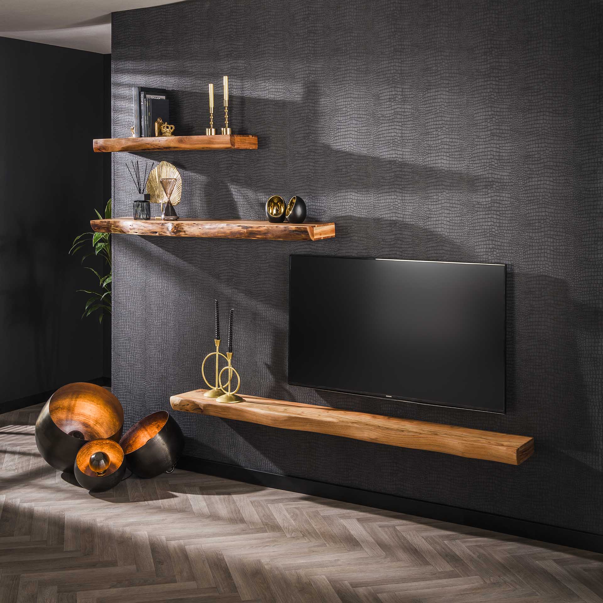 Wandplank Live Edge 150 cm