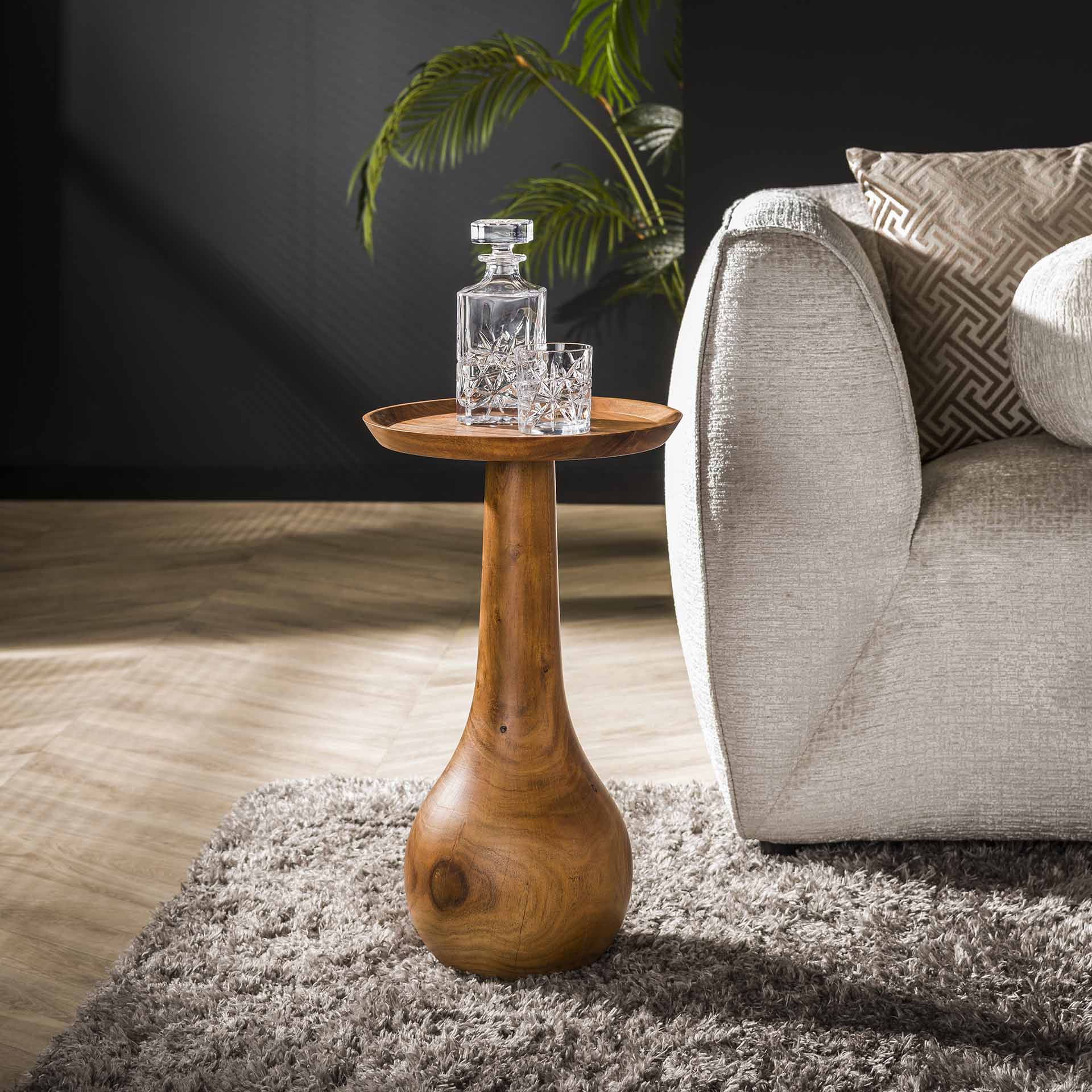 Bijzettafel met druppelvormige voet