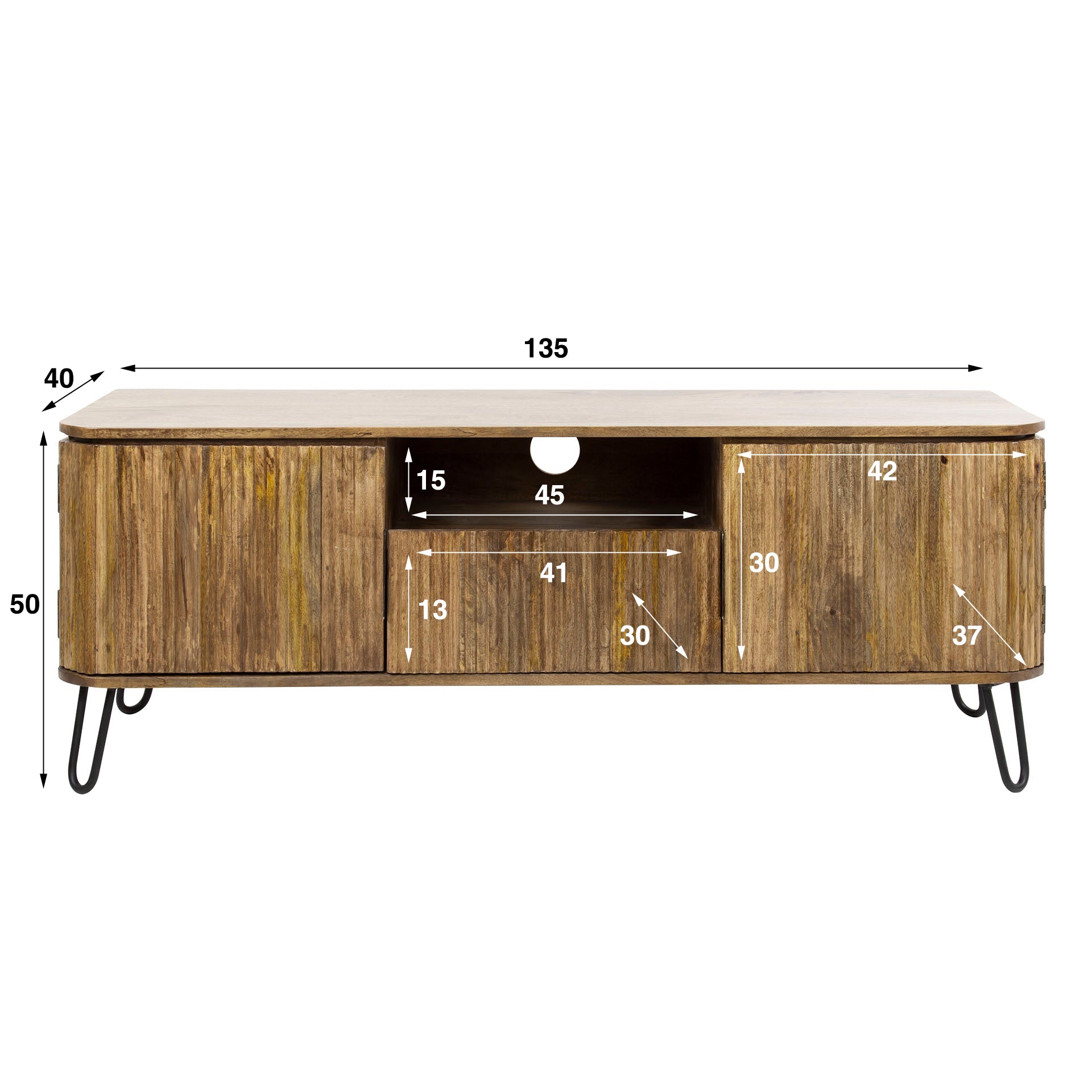 TV-meubel Mangohout 135 cm