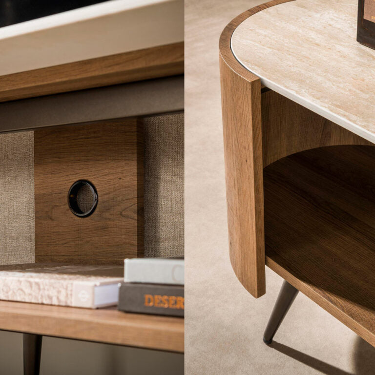 TV-meubel Arcus 180 cm / Keramiek travertin