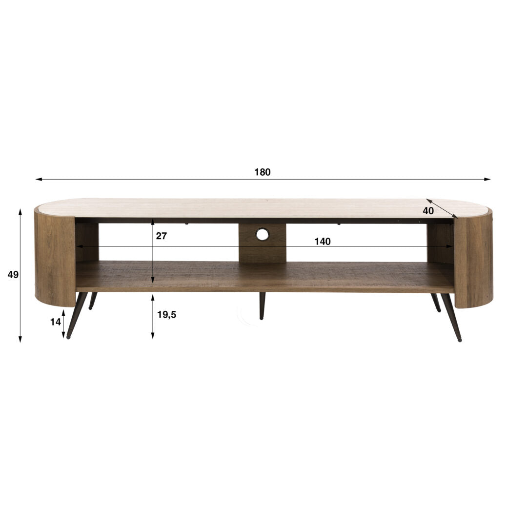 TV-meubel Arcus 180 cm / Keramiek travertin