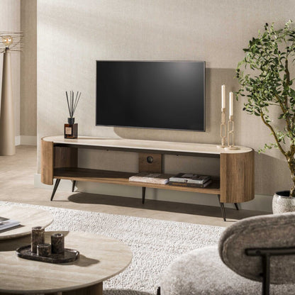 TV-meubel Arcus 180 cm / Keramiek travertin
