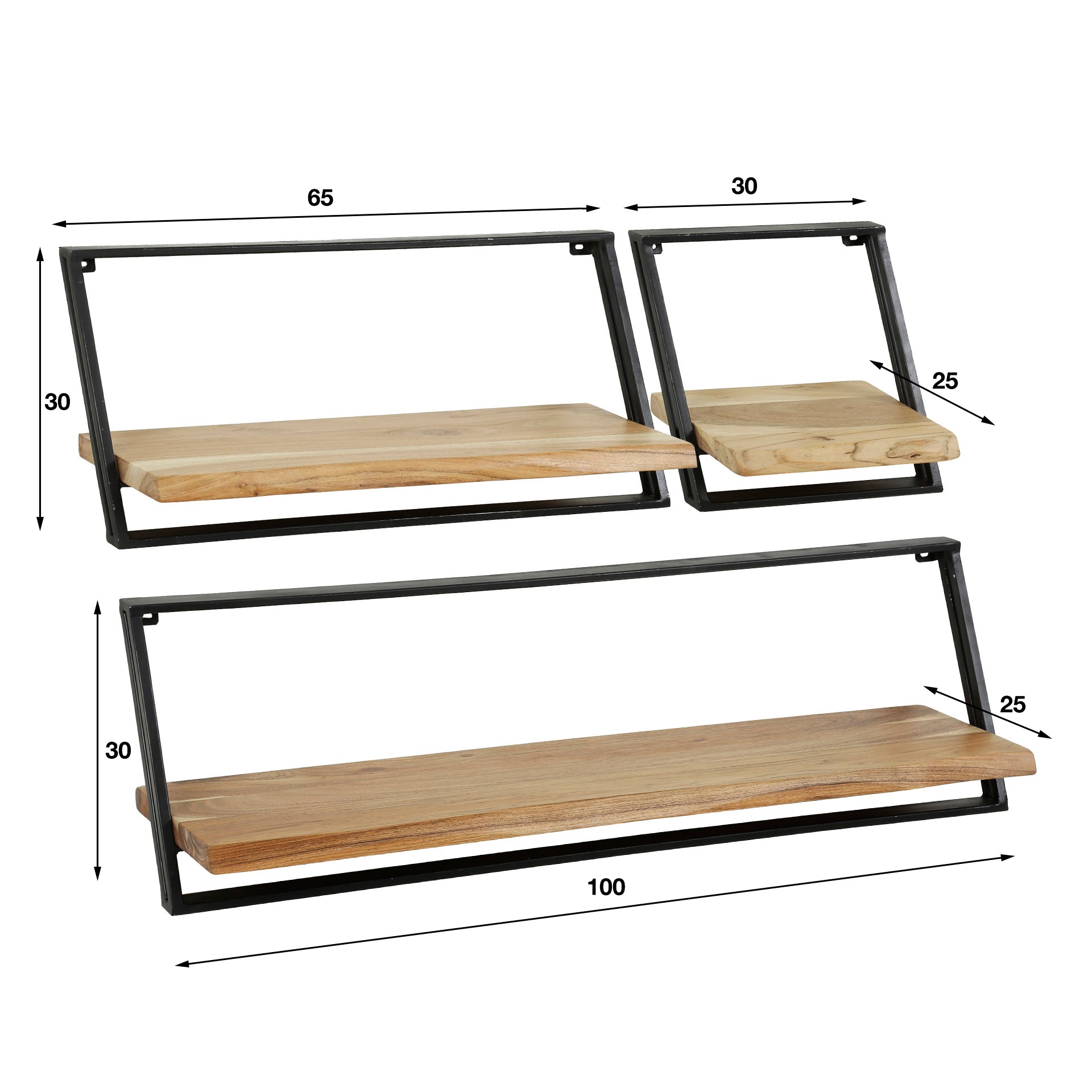 Set Wandschappen Acacia - 3 stuks