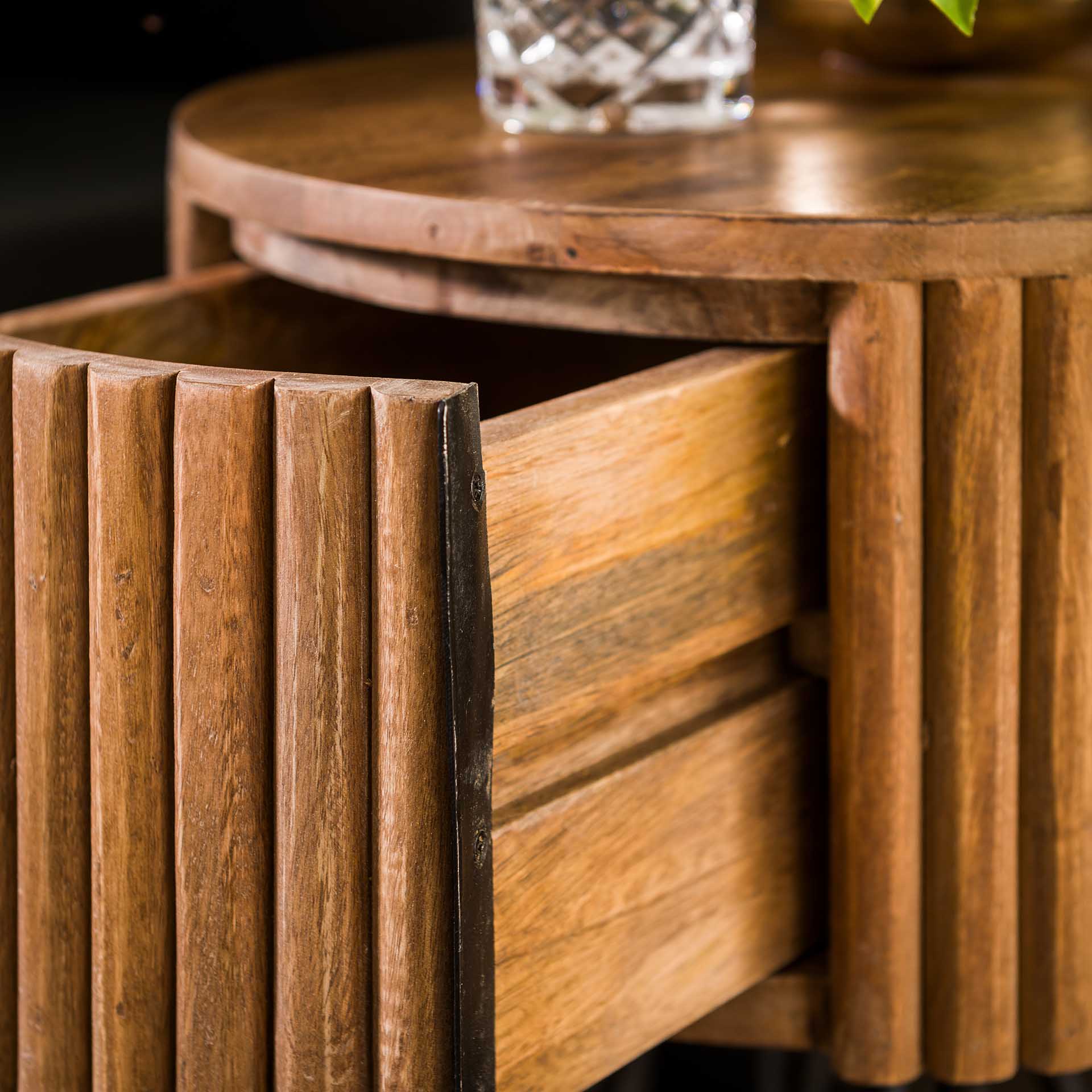 Nachtkastje Mangohout Zandkleurig