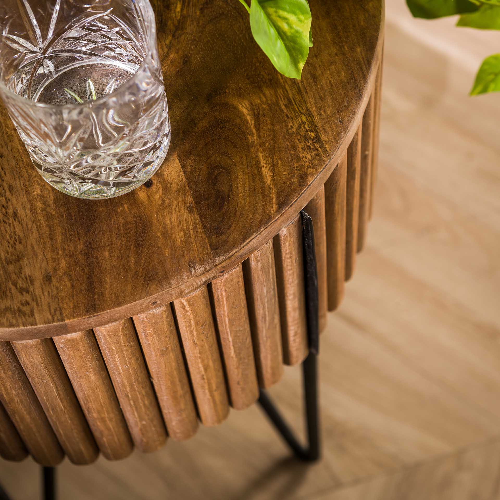 Nachtkastje Mangohout Zandkleurig