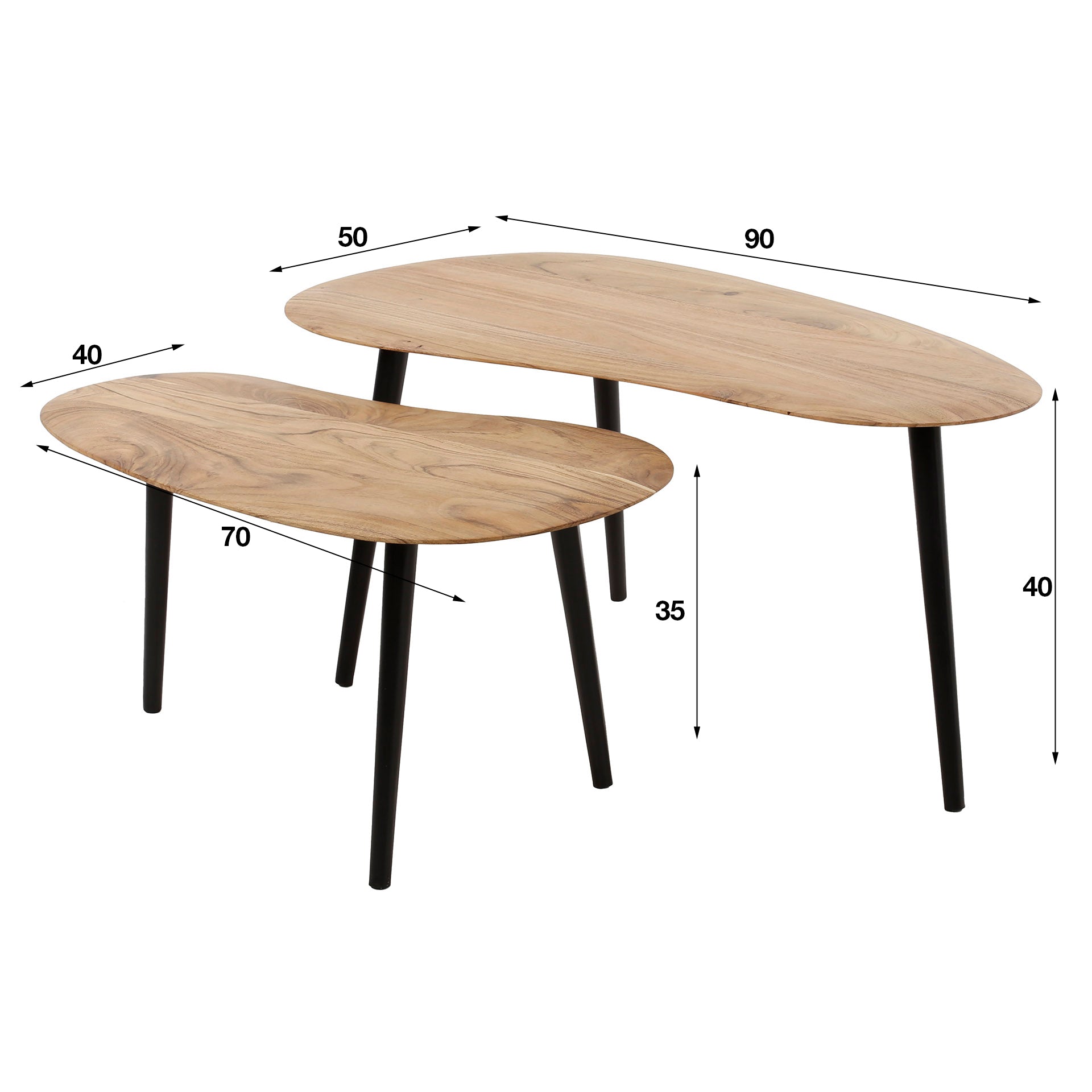 Salontafel Set Niervormig - 2 stuks