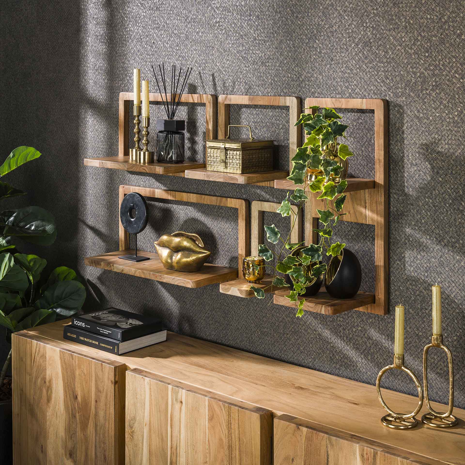 Wandschap Curvy - Set van 5 planken