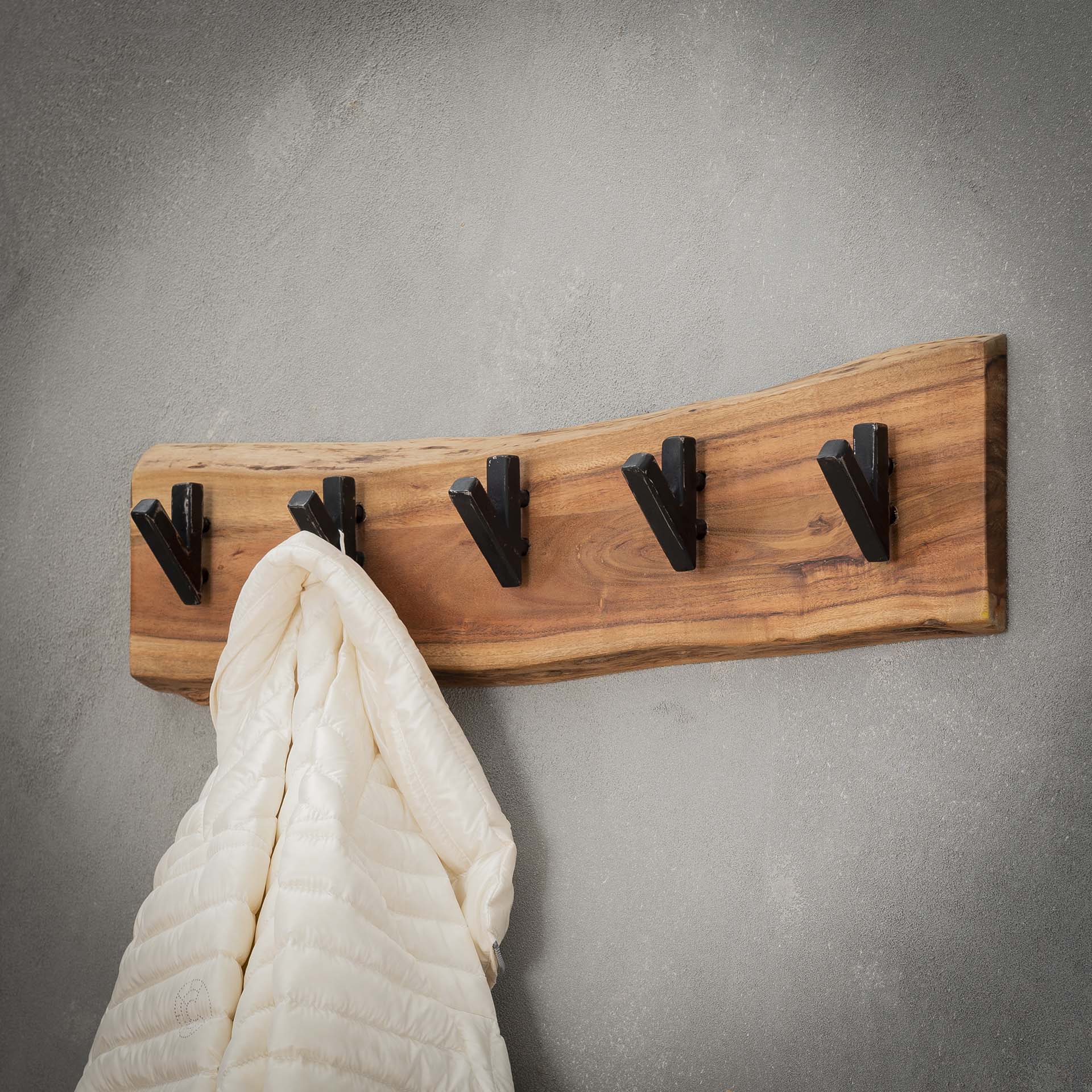 Kapstok hout met vijf haken