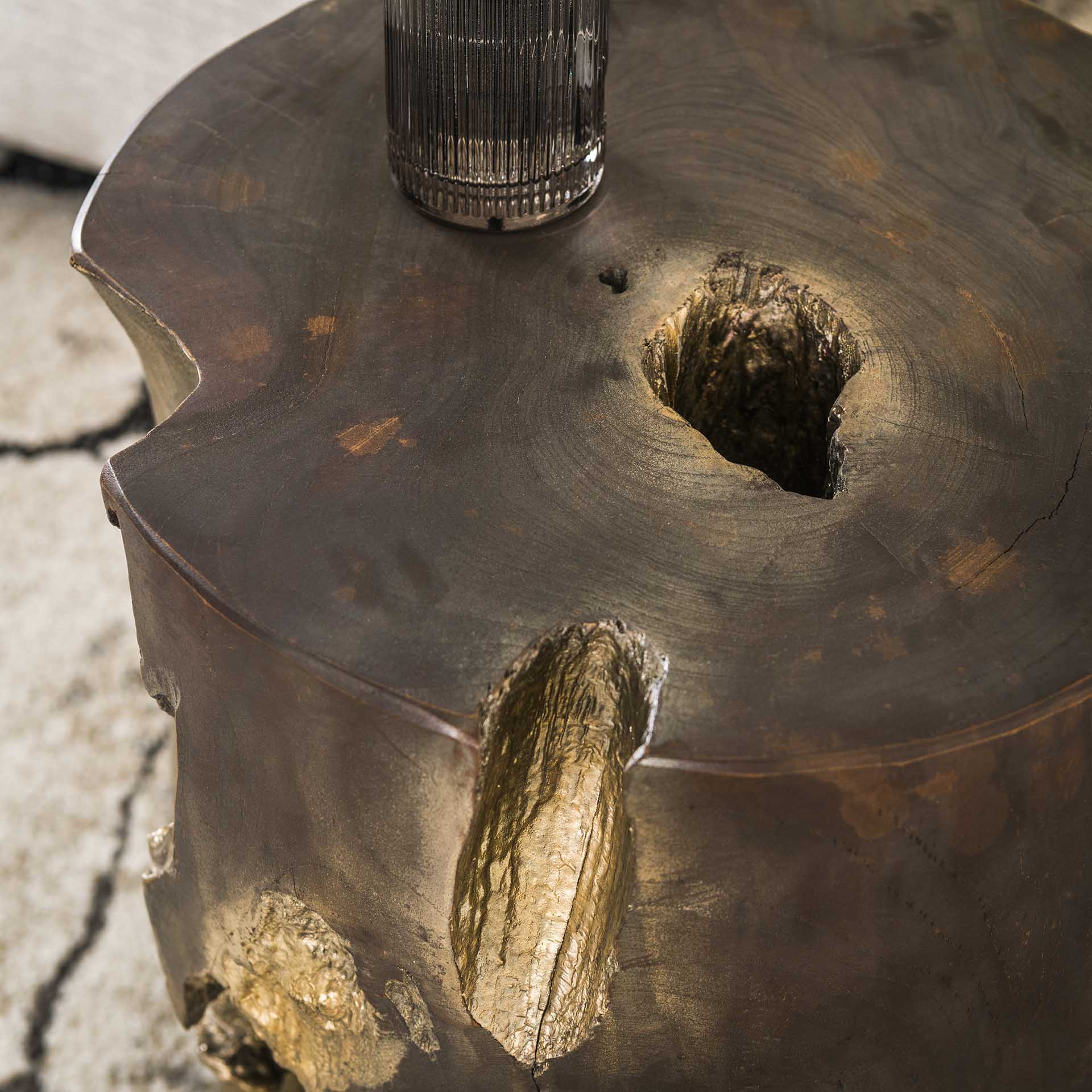 Bijzettafel Round Grey and Gold