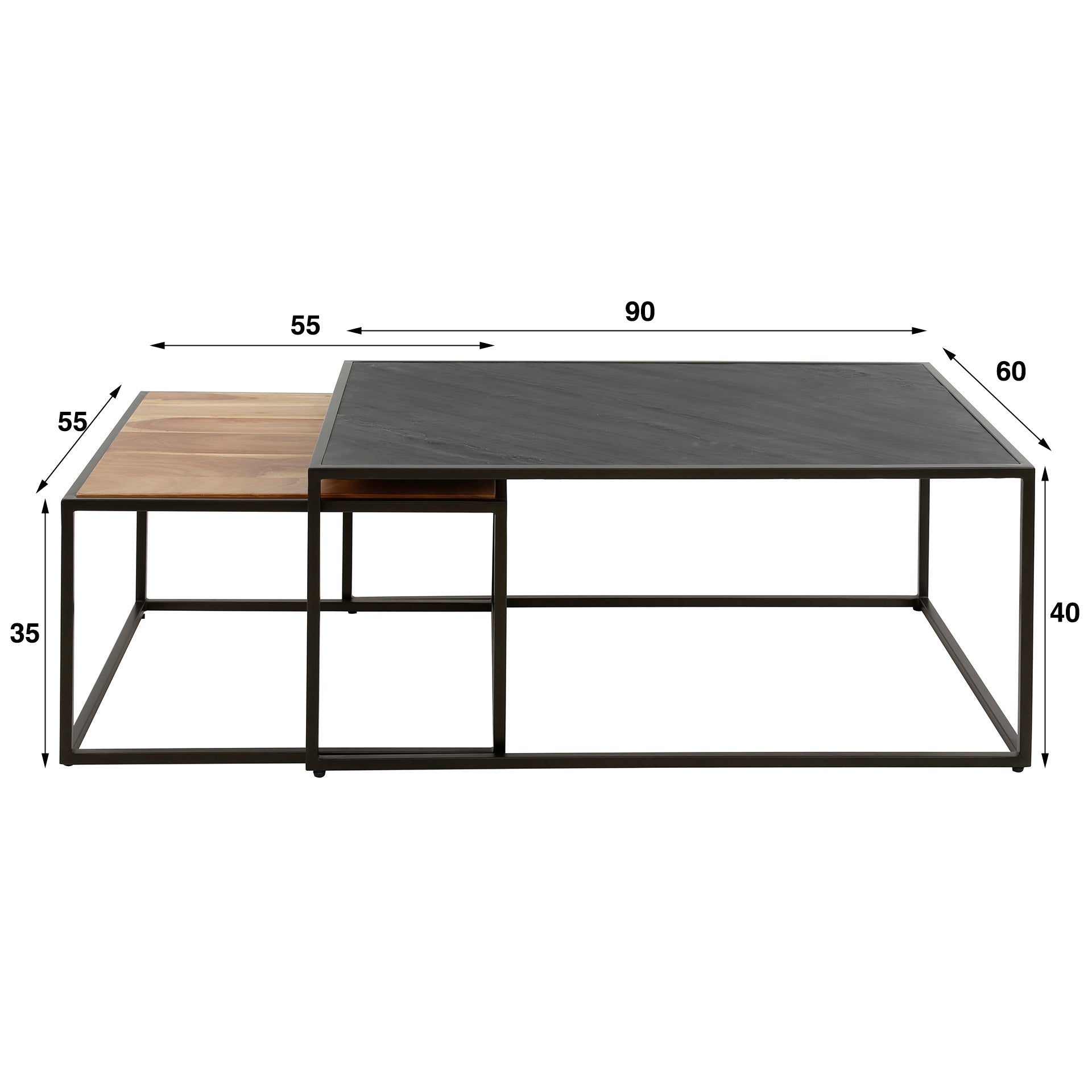 Salontafel Slate Mix - Set van 2