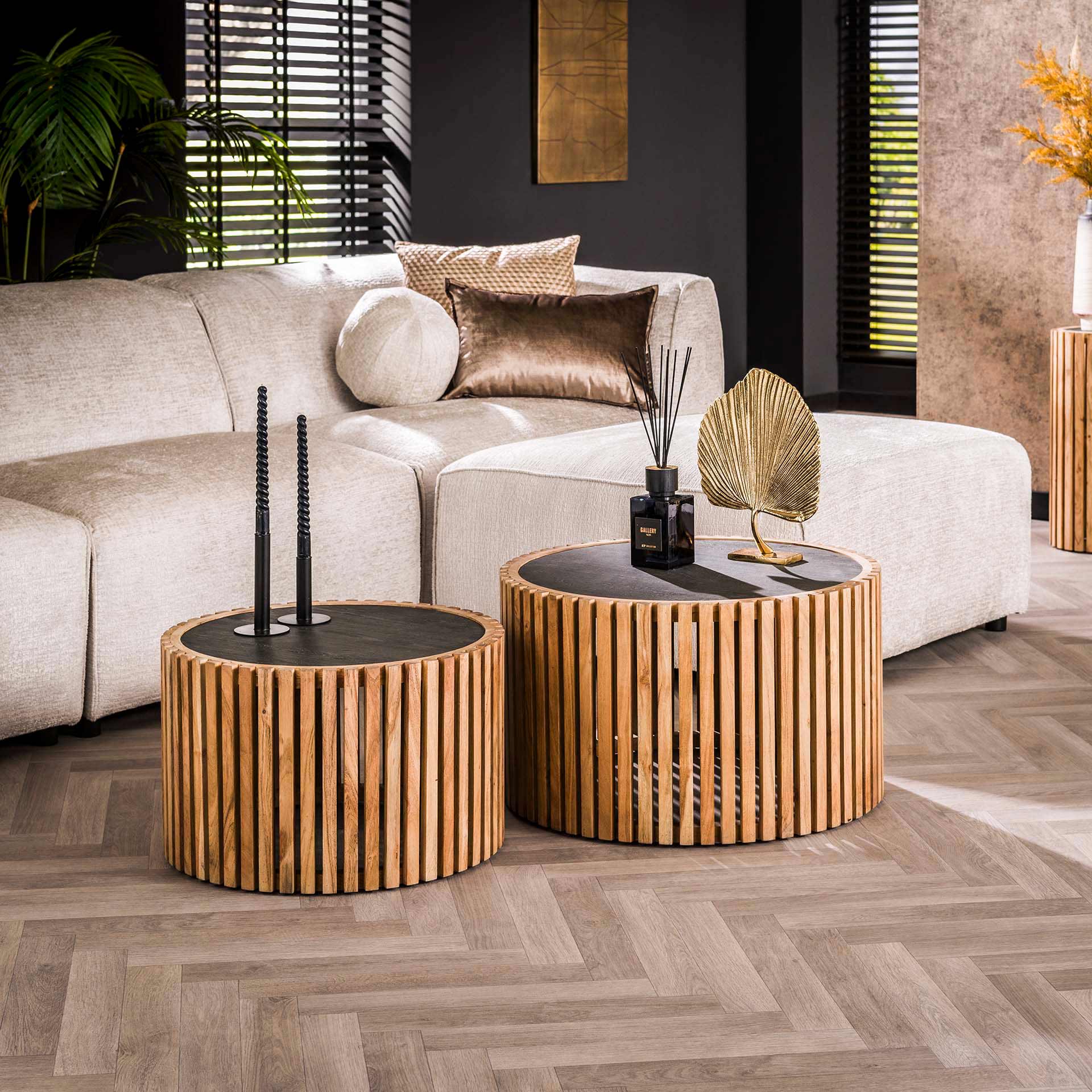 Salontafel Slate Round - Set van 2