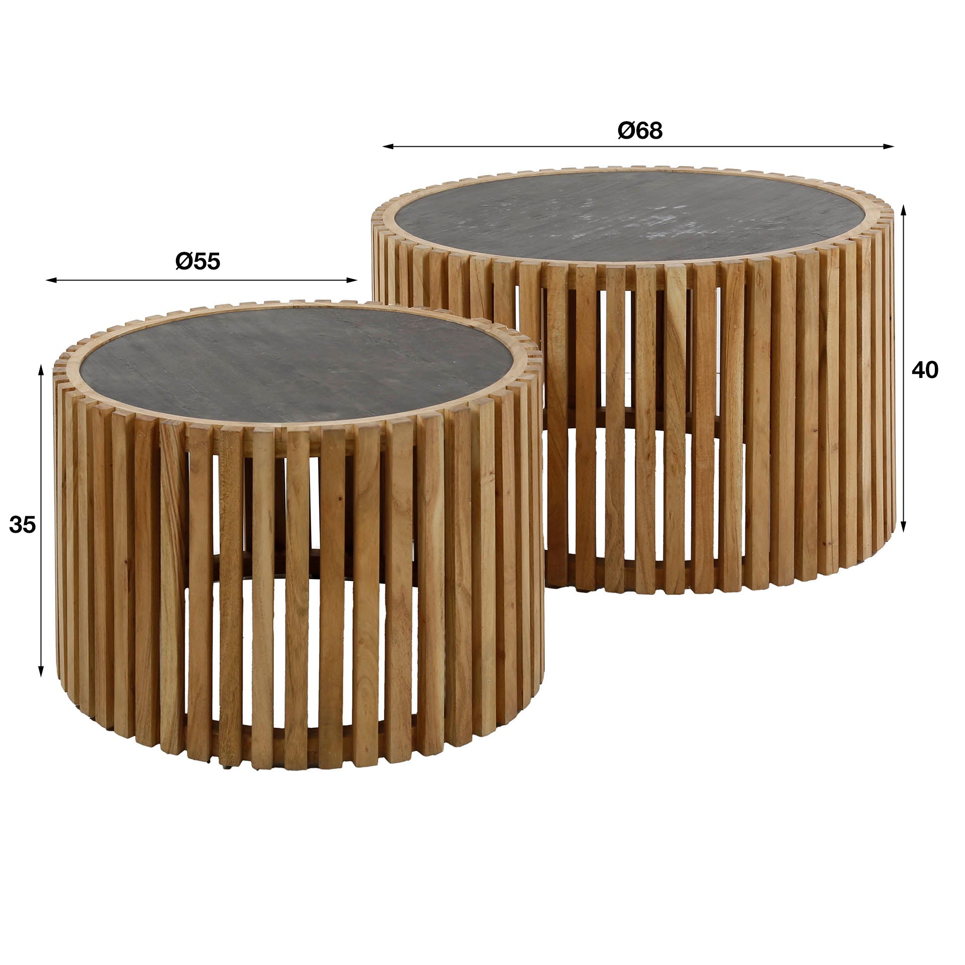 Salontafel Slate Round - Set van 2