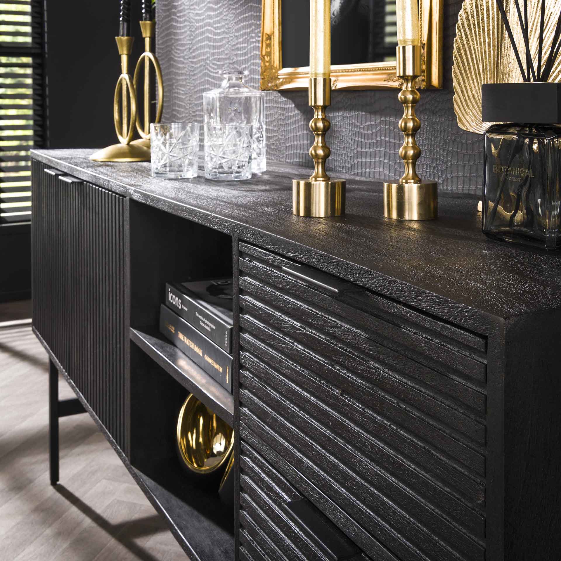 Dressoir Mangohout Zwart