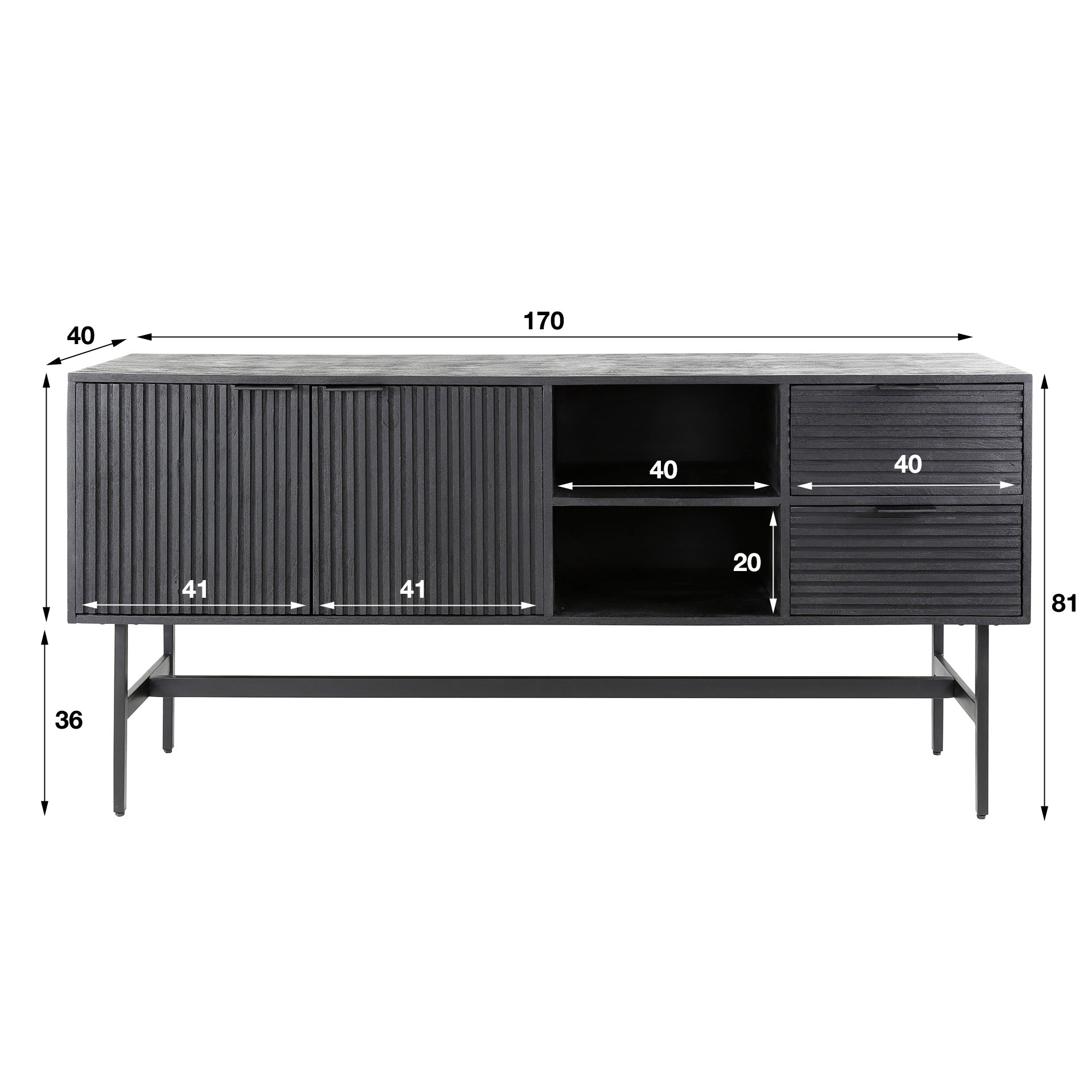 Dressoir Mangohout Zwart