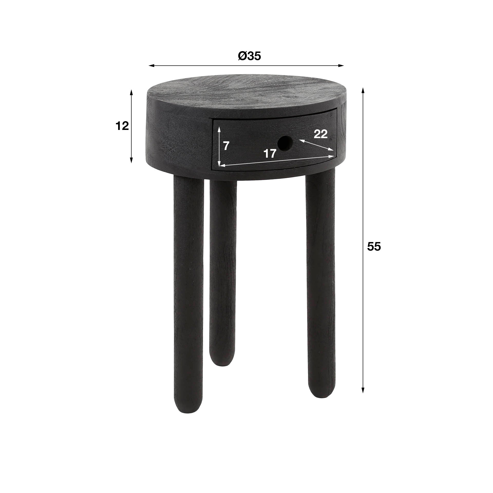 Nachtkastje Round Full Wood