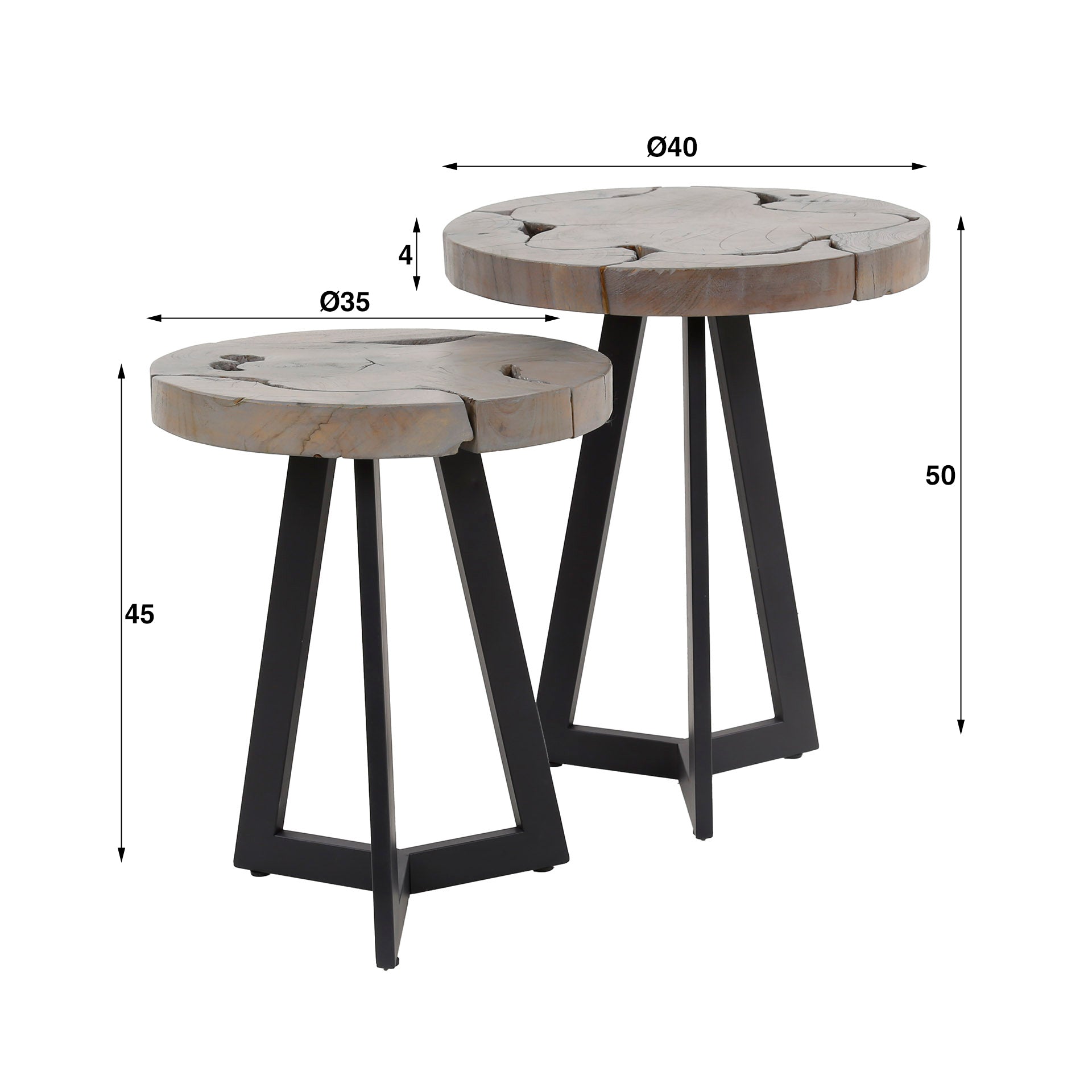 Bijzettafels Grey Mix - Set van 2