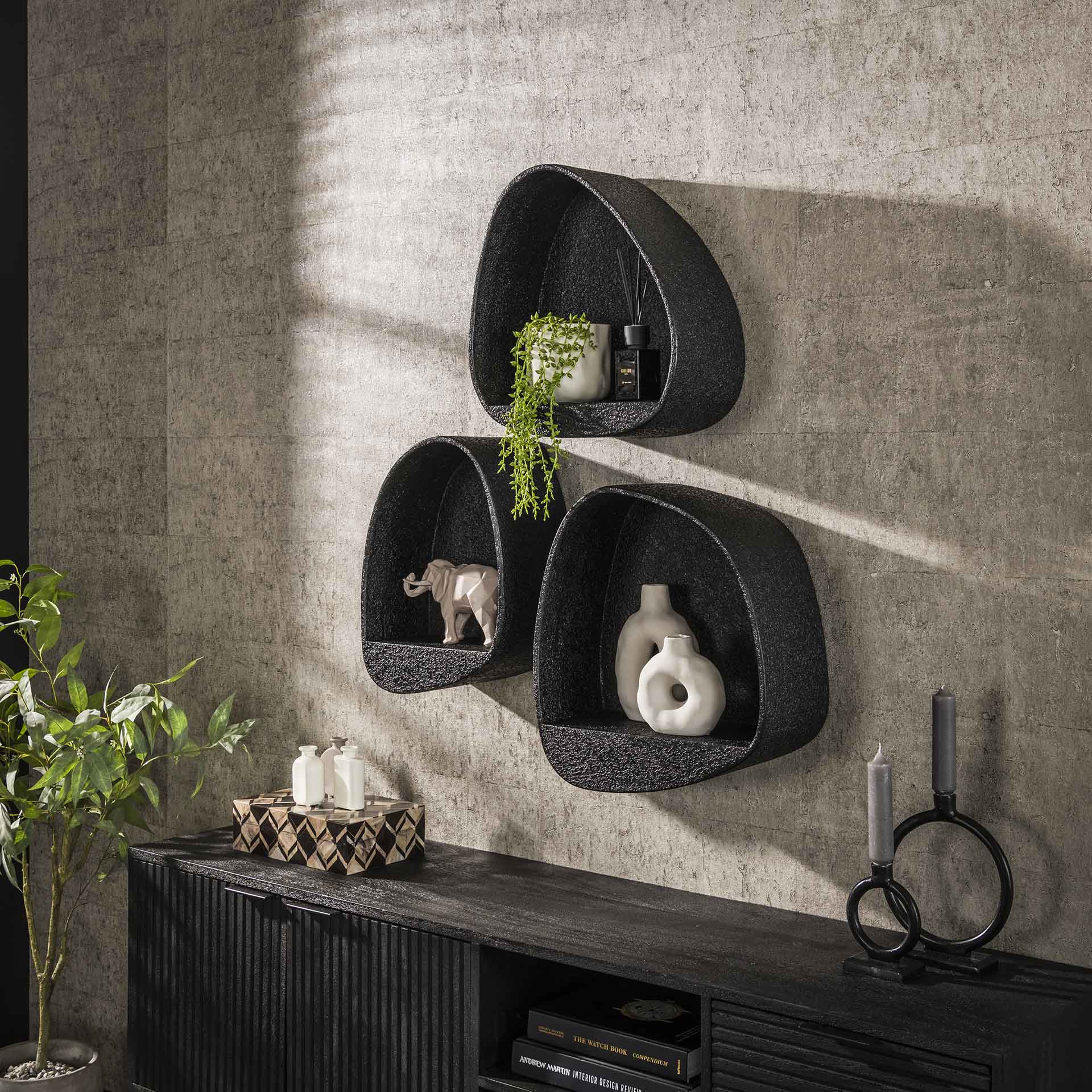 Wandschap Metallic Grijs