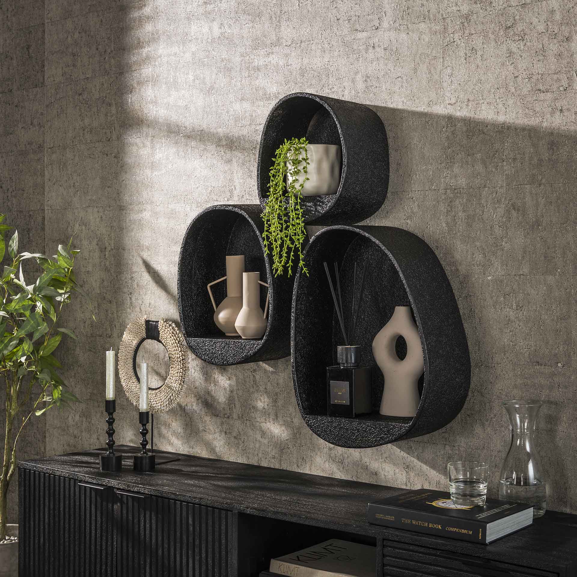 Set van 3 Metallic Druppelvormige Wandschappen