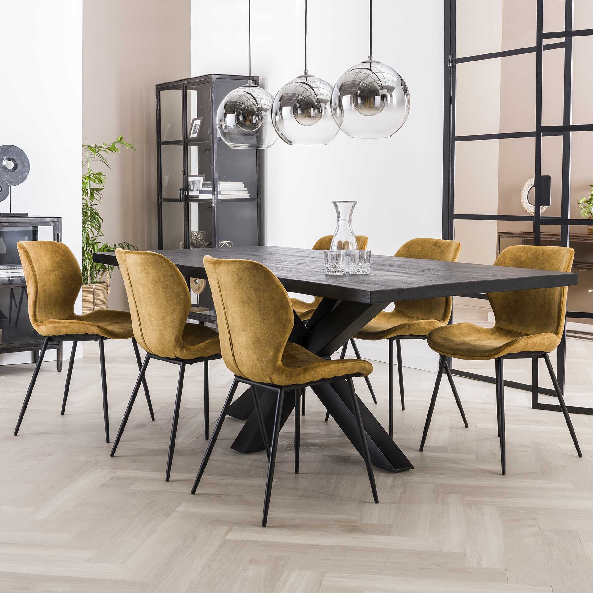 Stoel Velours Goud - Set van 4