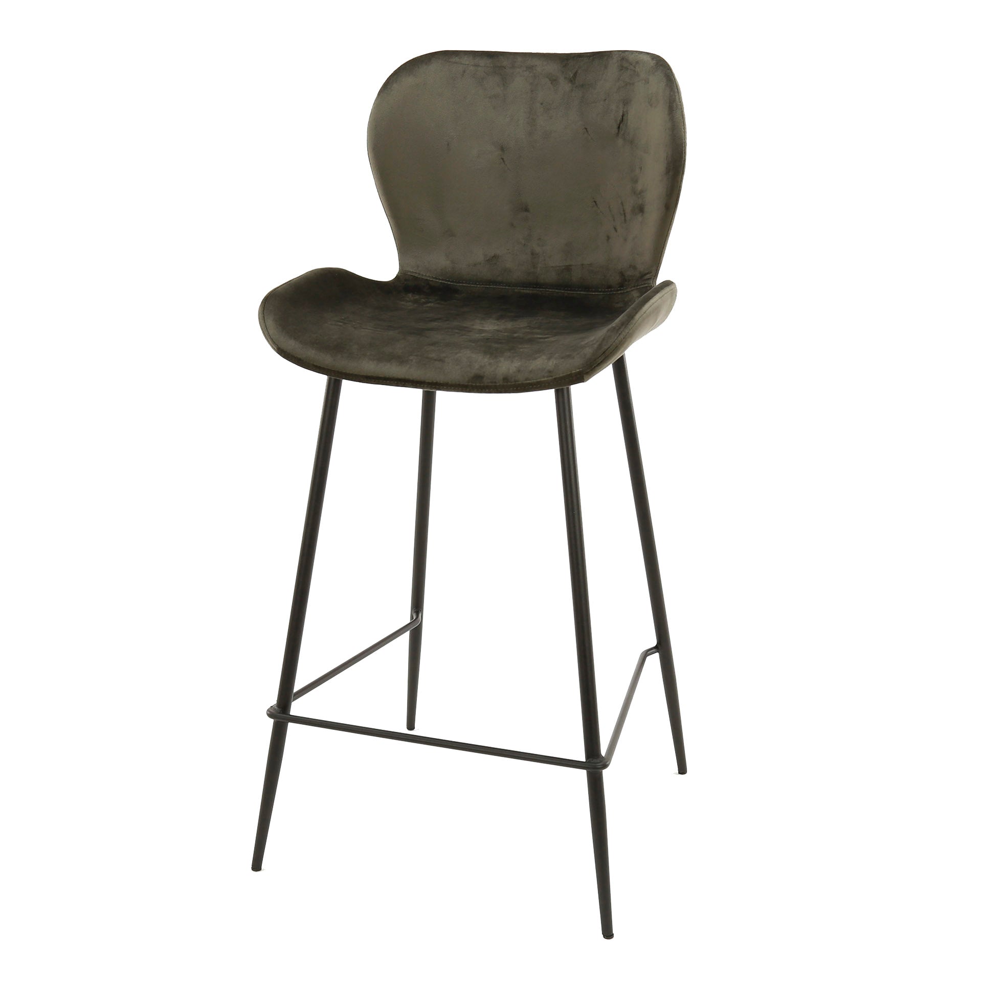 Barstoelen Set van 4 in Antraciet Velours
