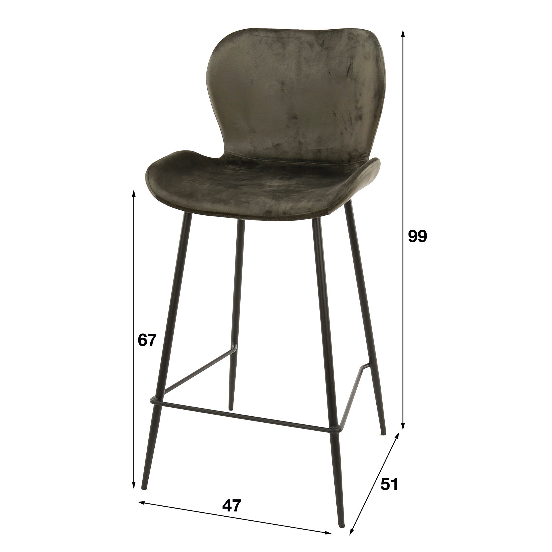 Barstoelen Set van 4 in Antraciet Velours