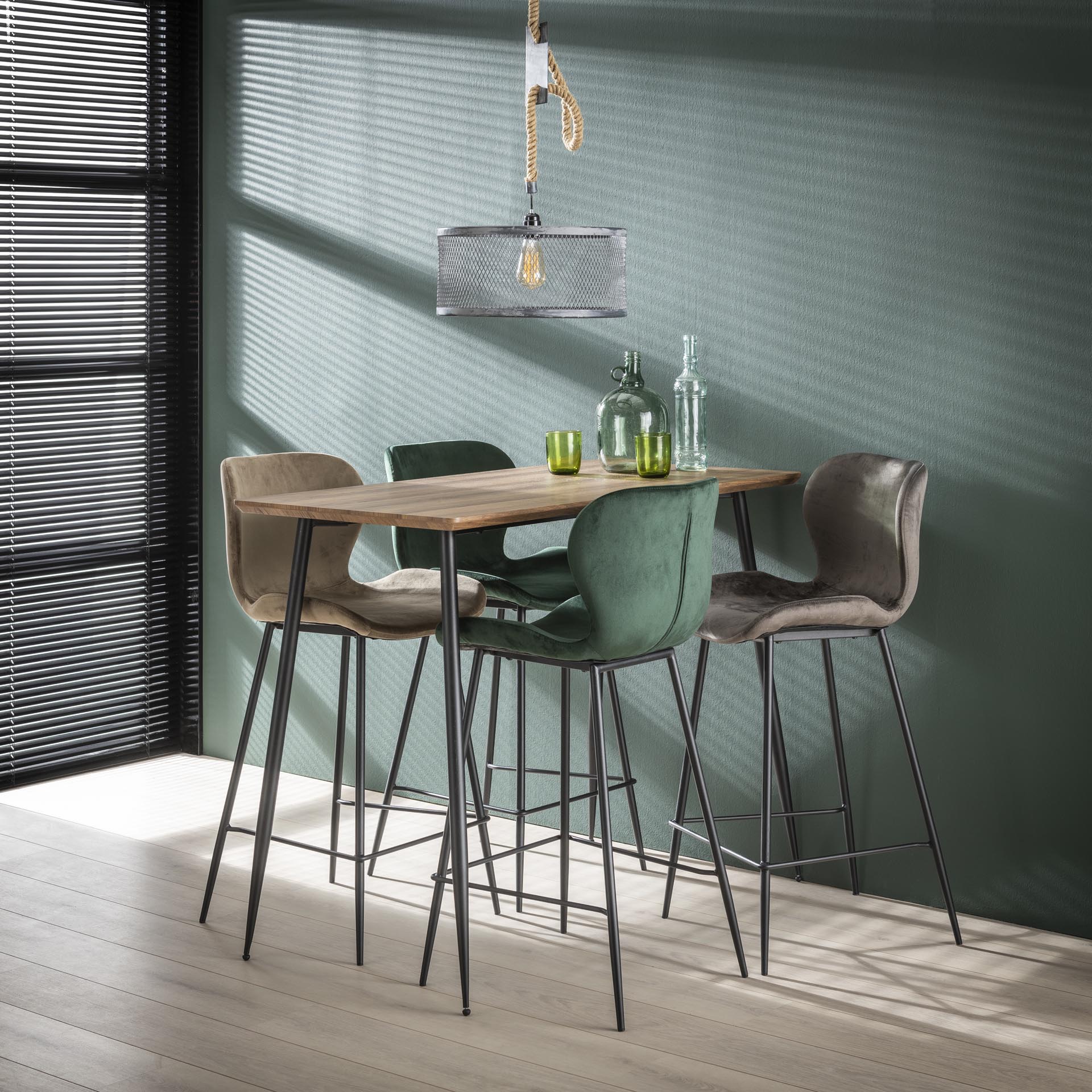 Barstoel Velours Groen - Set van 4