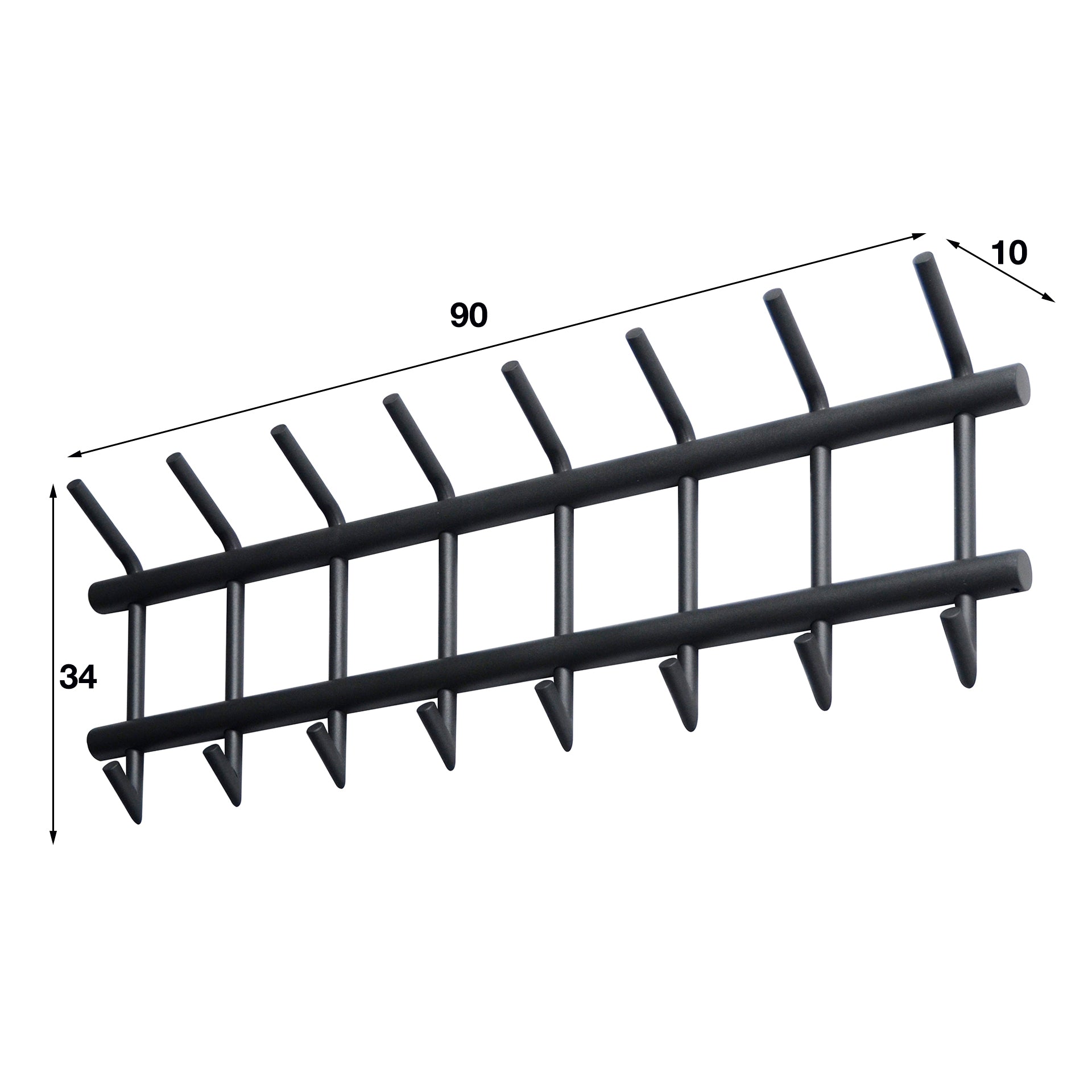 Garderobe met ronde buis en 8 haken