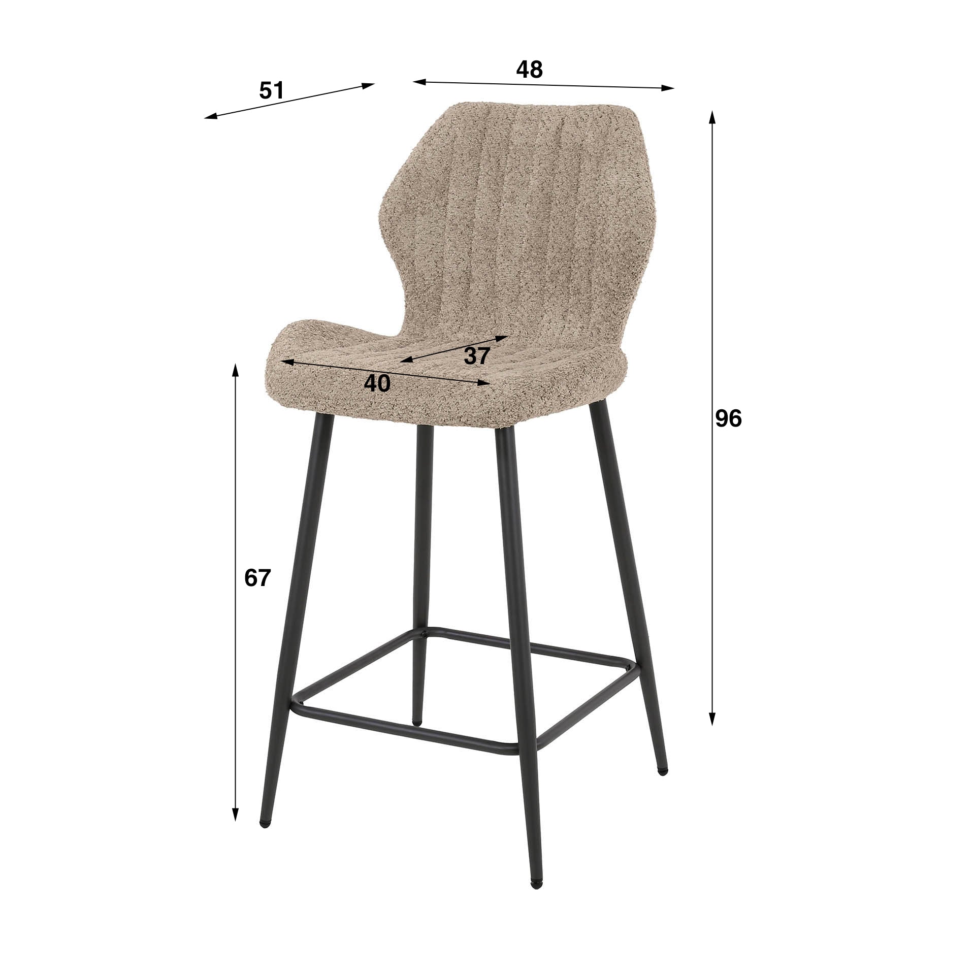 Barstoel Bouclé - Set van 2