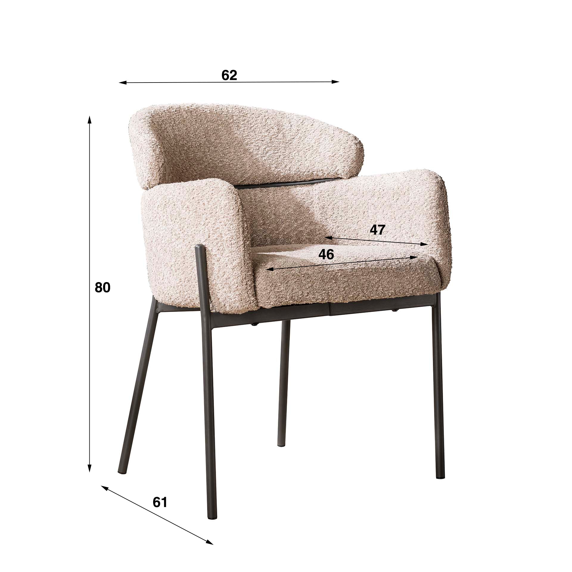 Armstoel Bouclé - Set van 2