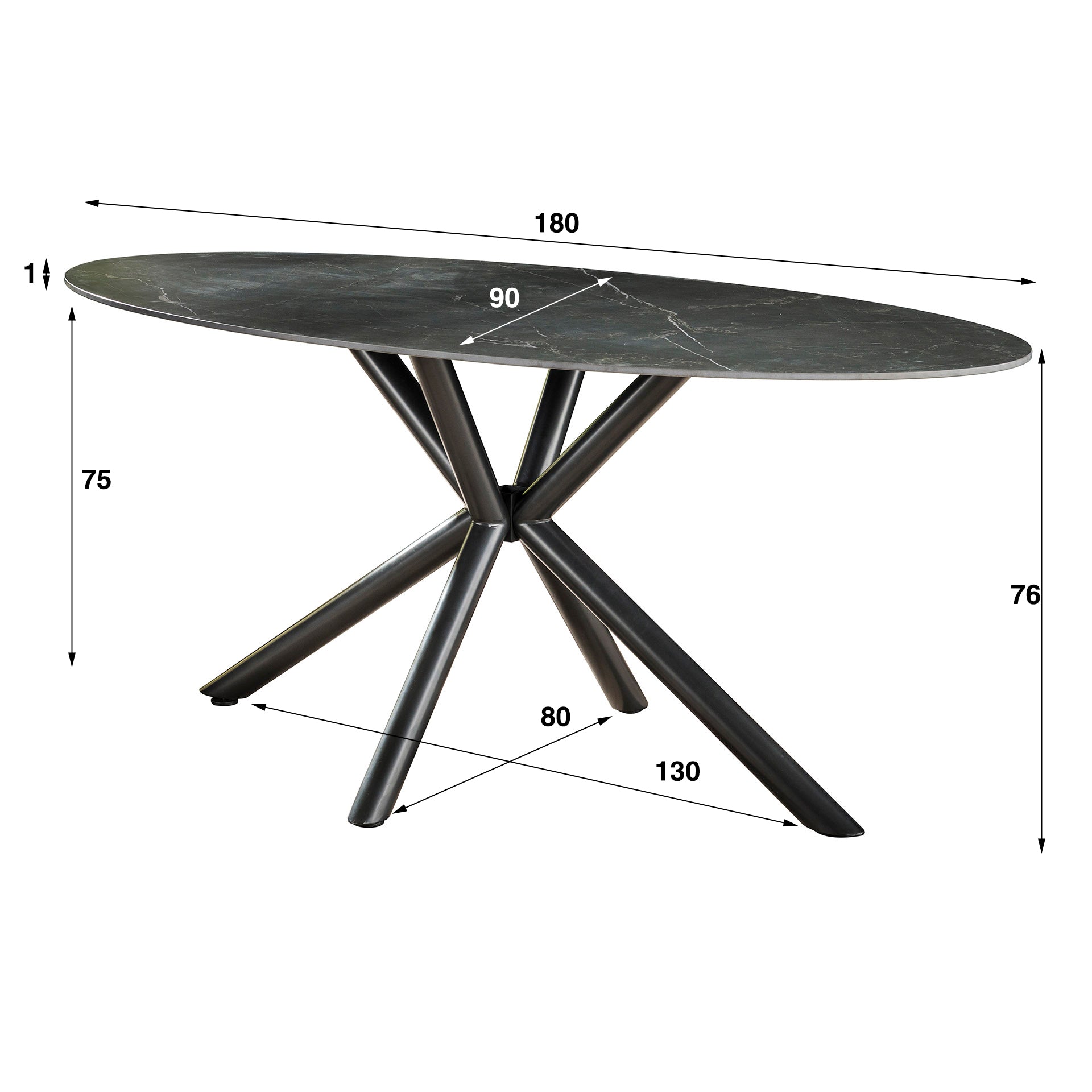 Eettafel Ceramic - 180 cm ovaal