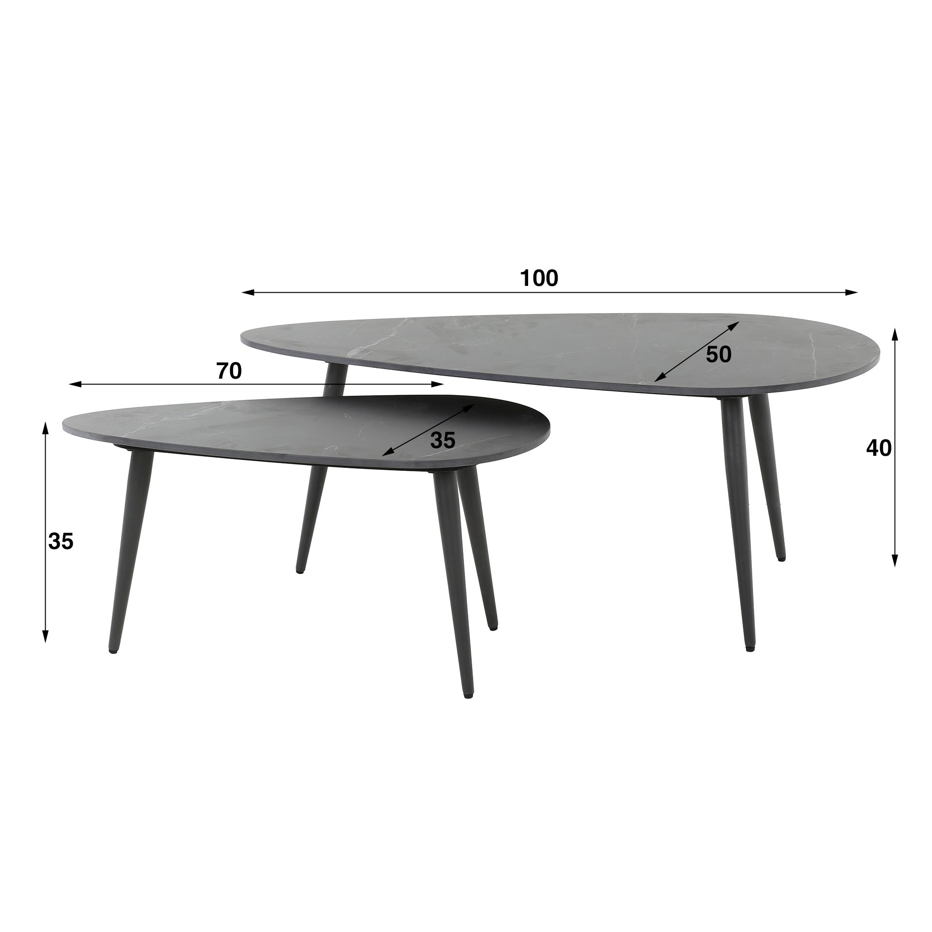 Salontafel Niervorm - Set van 2