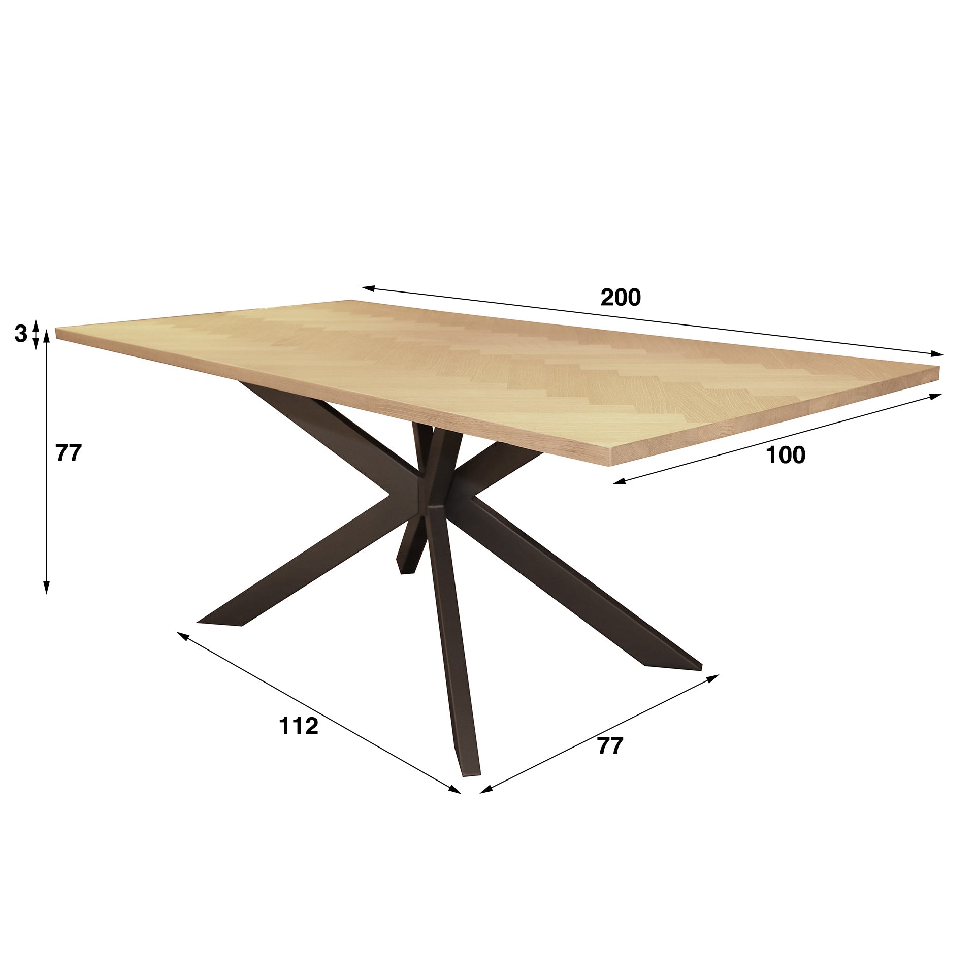 Eettafel Visgraat - 200 cm