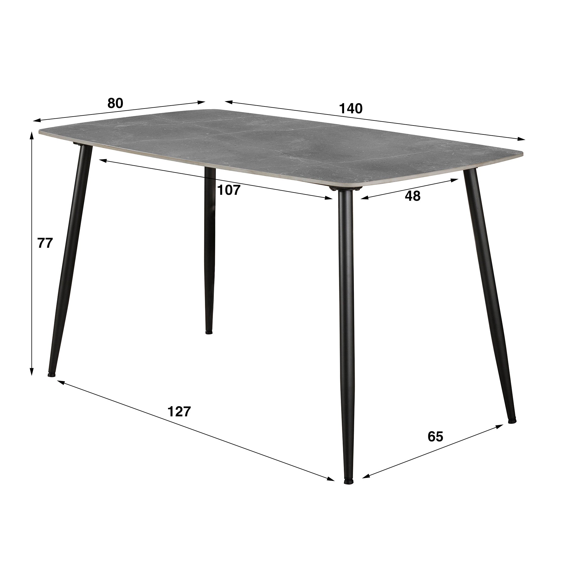 Eettafel 140 cm keramiek naturel