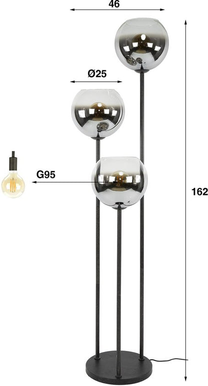 Vloerlamp Bubble Shaded 3 lichts / Artic zwart
