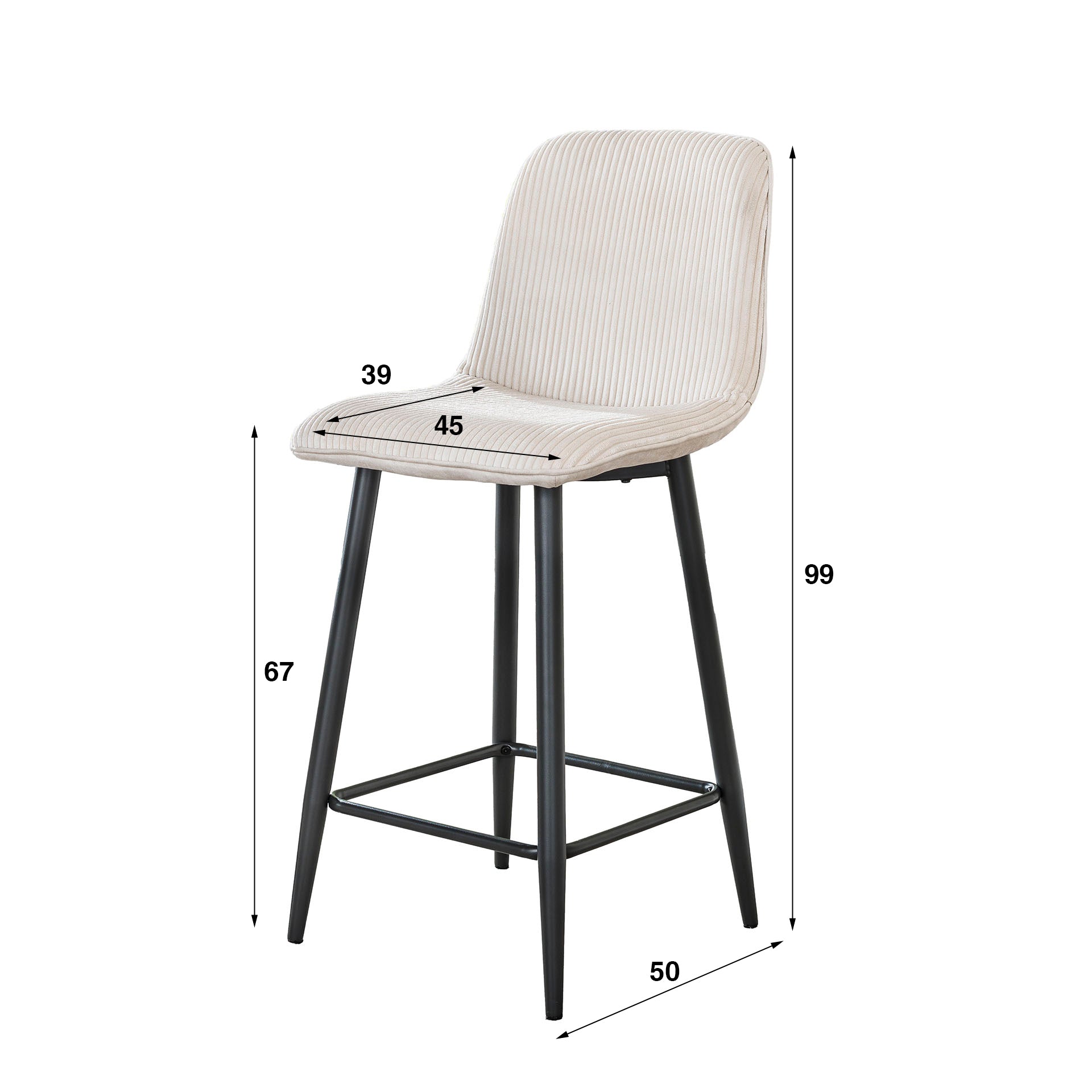 Barstoel Rib - Set van 2