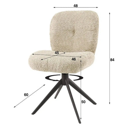Stoel Comfort draaibaar verpakt per 2 / Bouclé zand