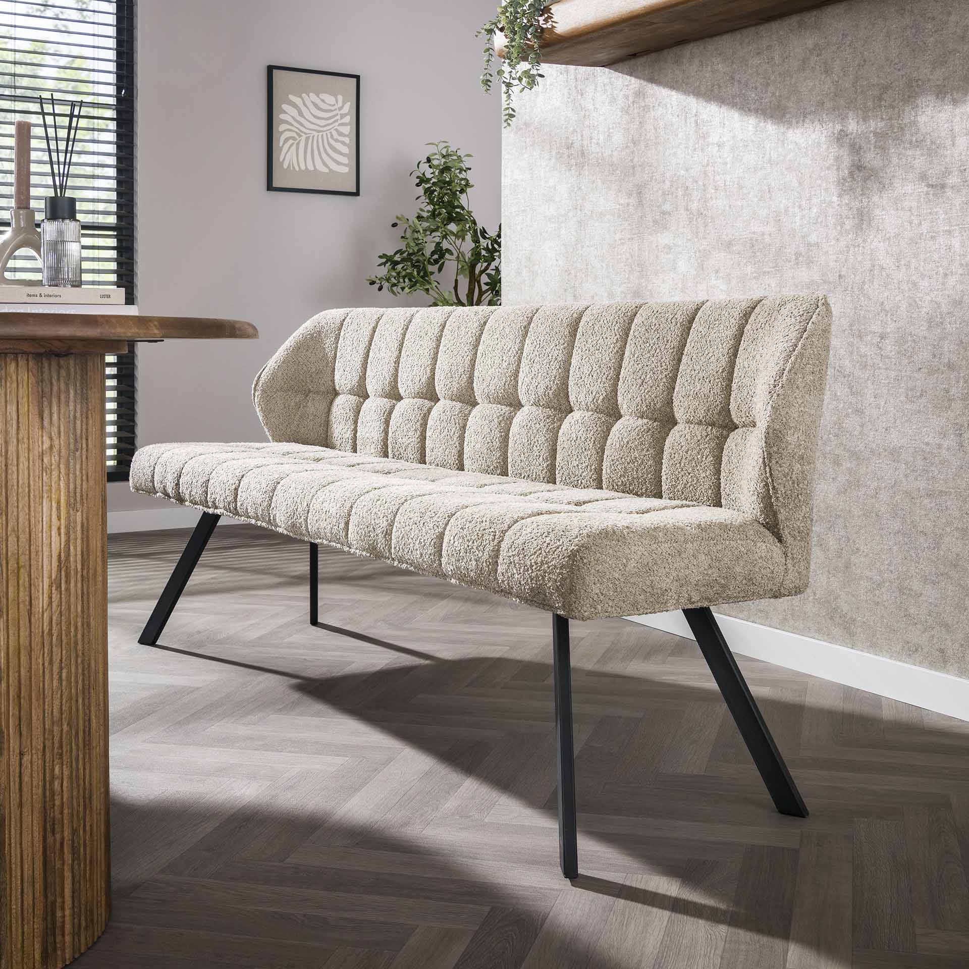 Eetkamerbank Raster - Boucle Zandkleur