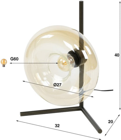 Tafellamp Soll 1 lichts / Amber glas