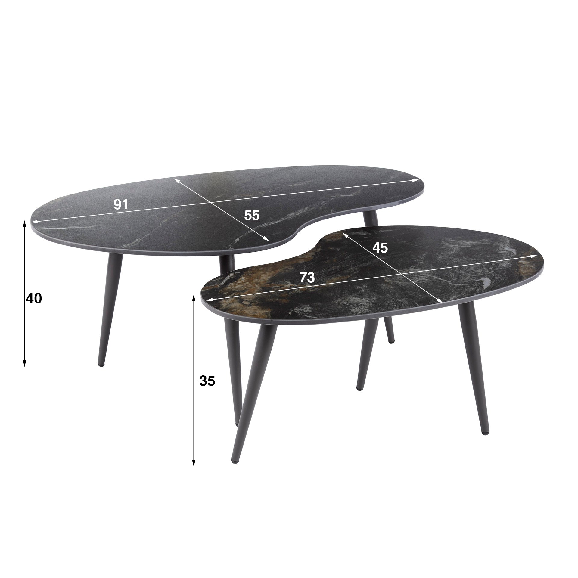 Salontafel Niervorm - Set van 2
