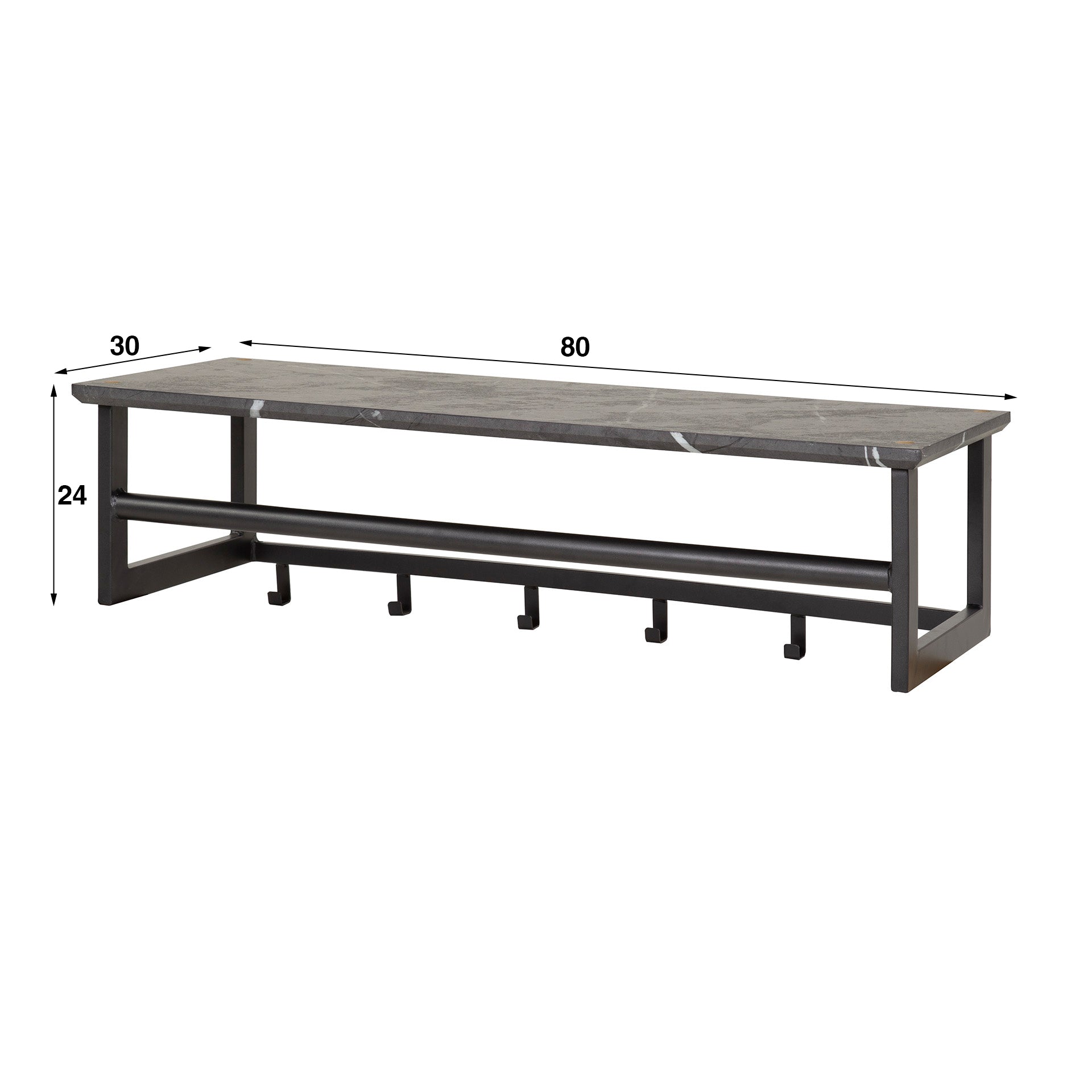 Kapstok met Roede en 6 Haken