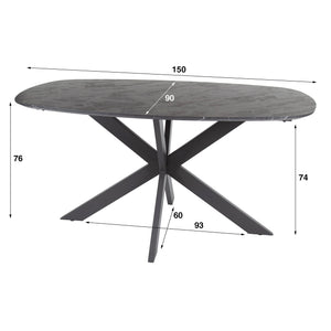 Eettafel Romano ovaal 150 cm