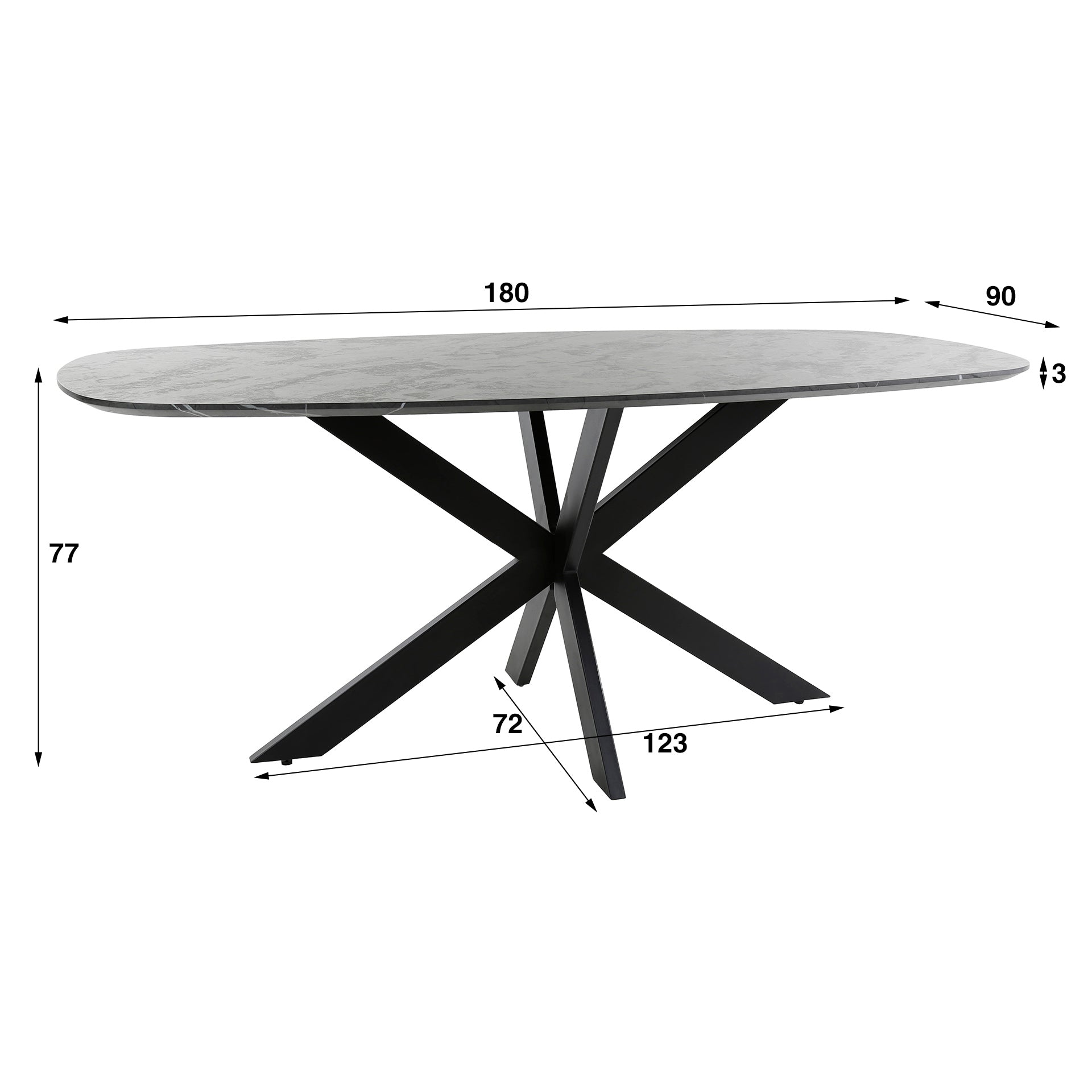 Eettafel Deens Ovaal 180 cm