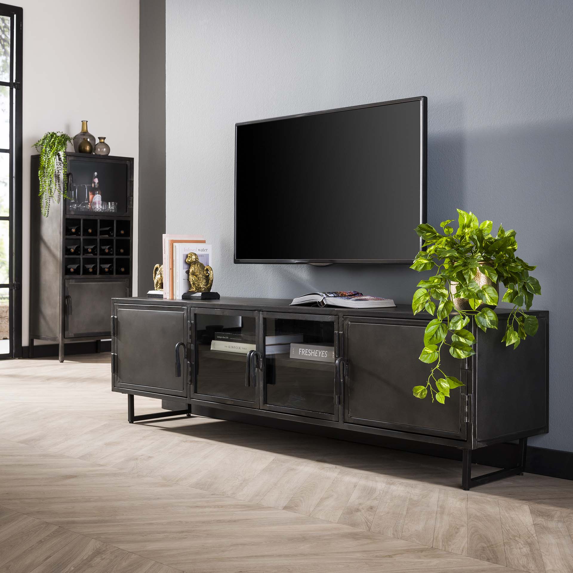 TV-meubel Gun Metal 180 cm