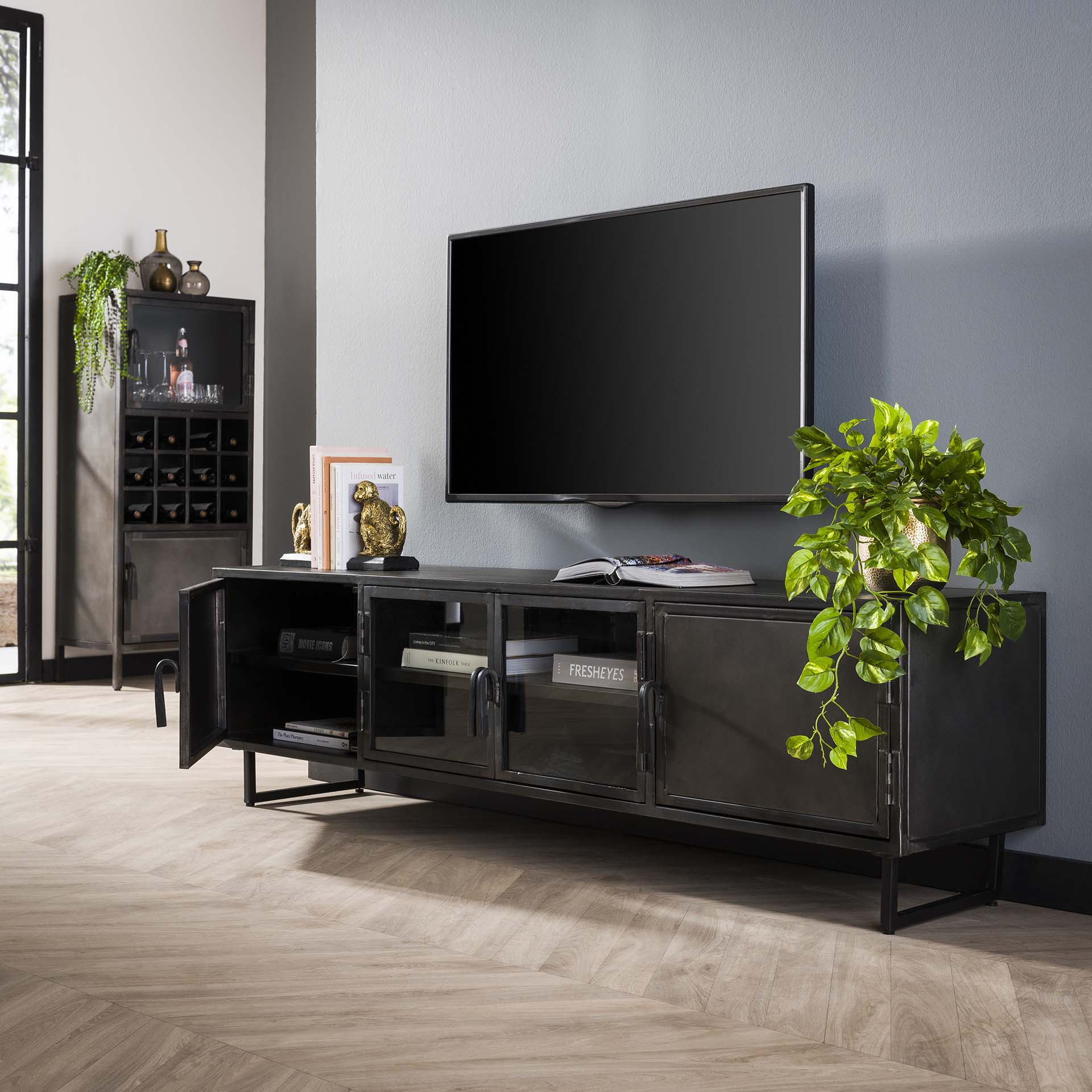 TV-meubel Gun Metal 180 cm