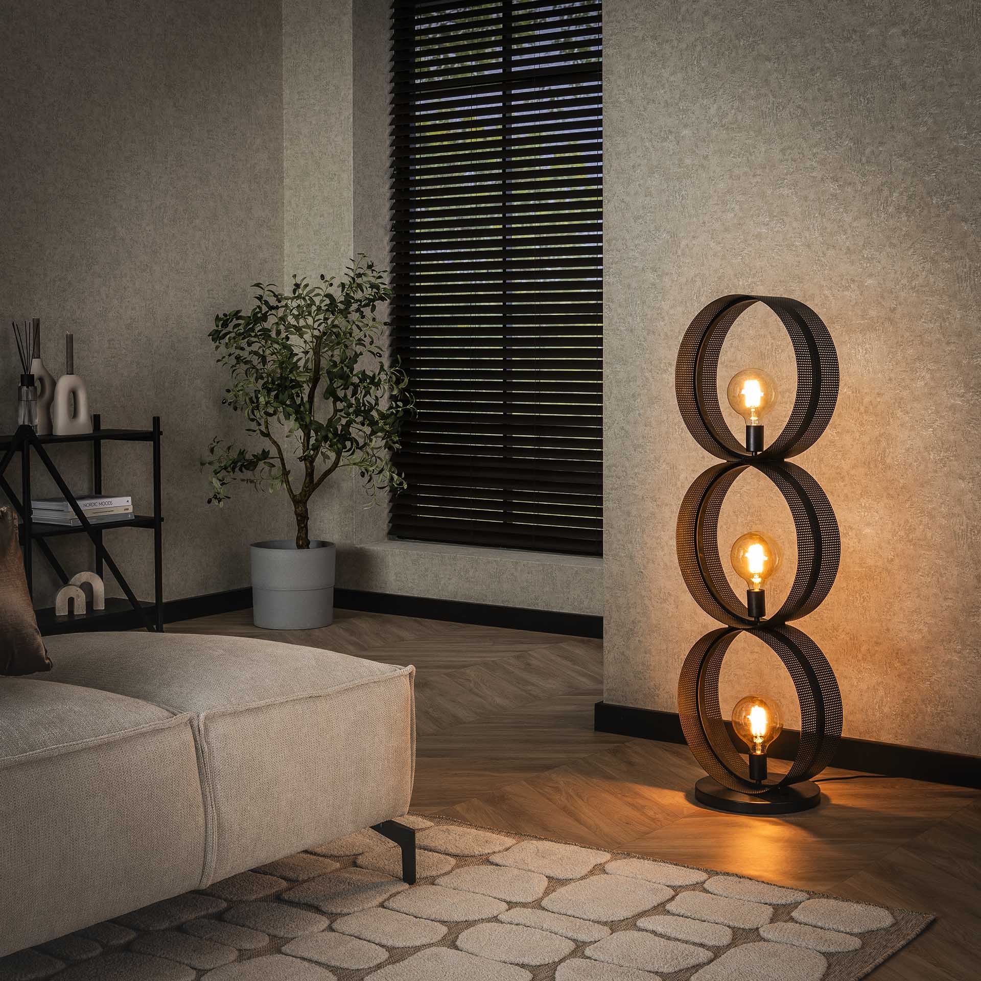 Vloerlamp Metaalringen Charcoal