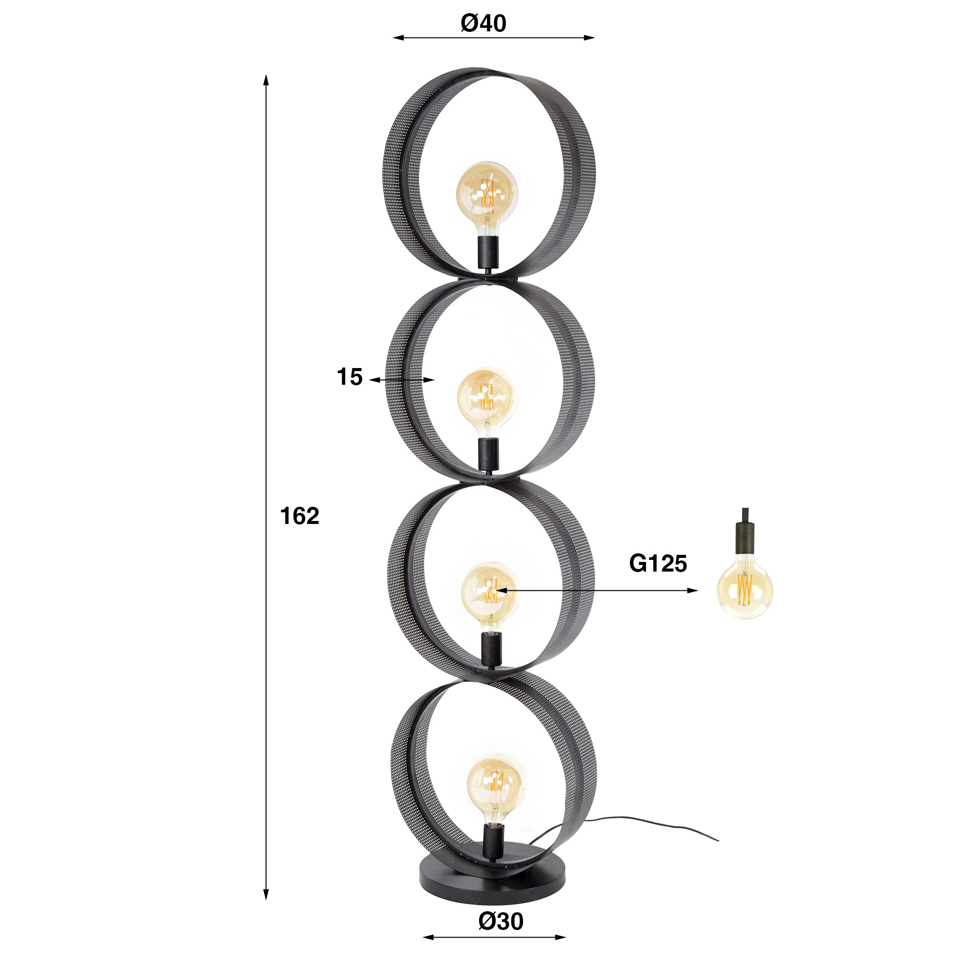 Vloerlamp Ring 4L - Charcoal