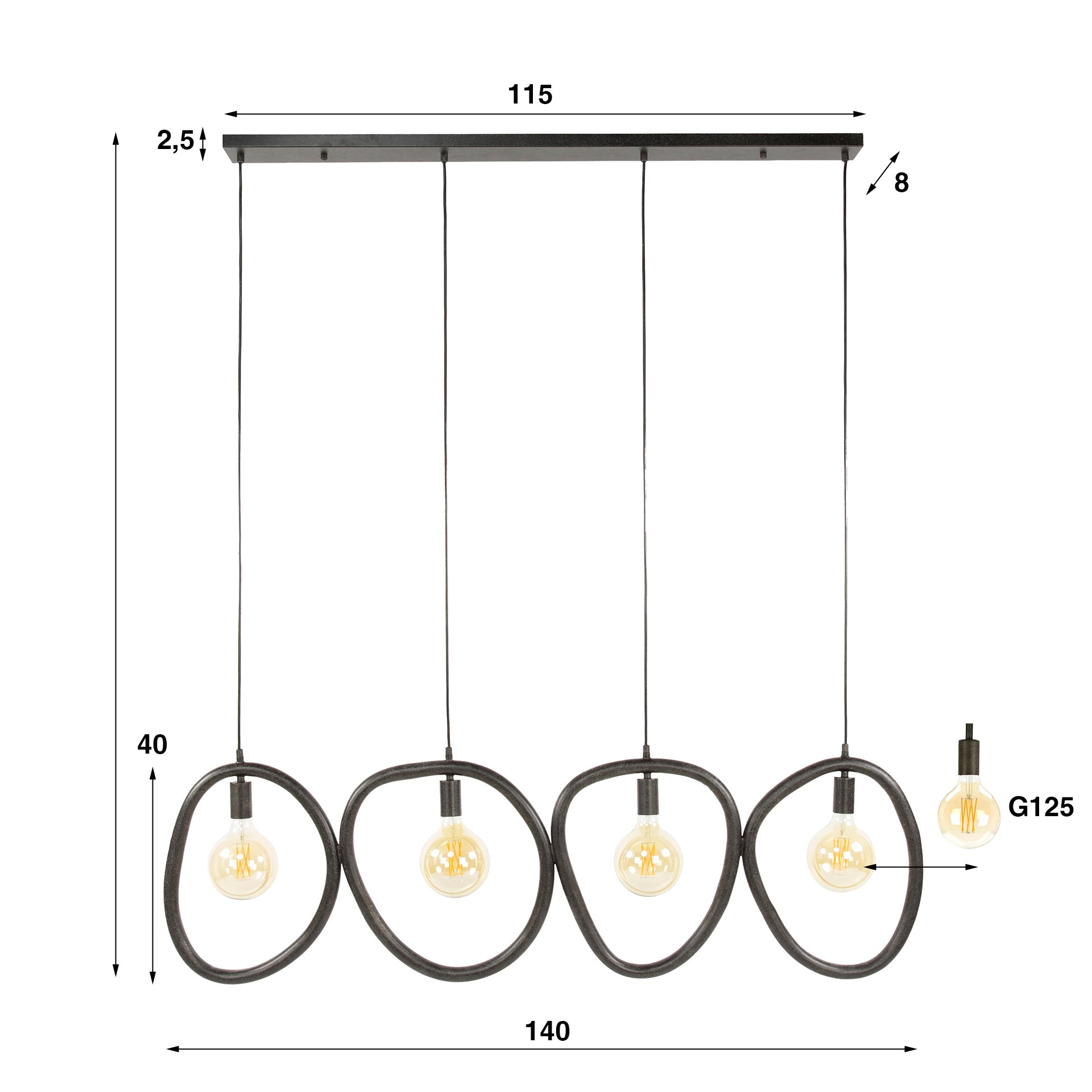 Hanglamp Pebble - 4 lichtpunten