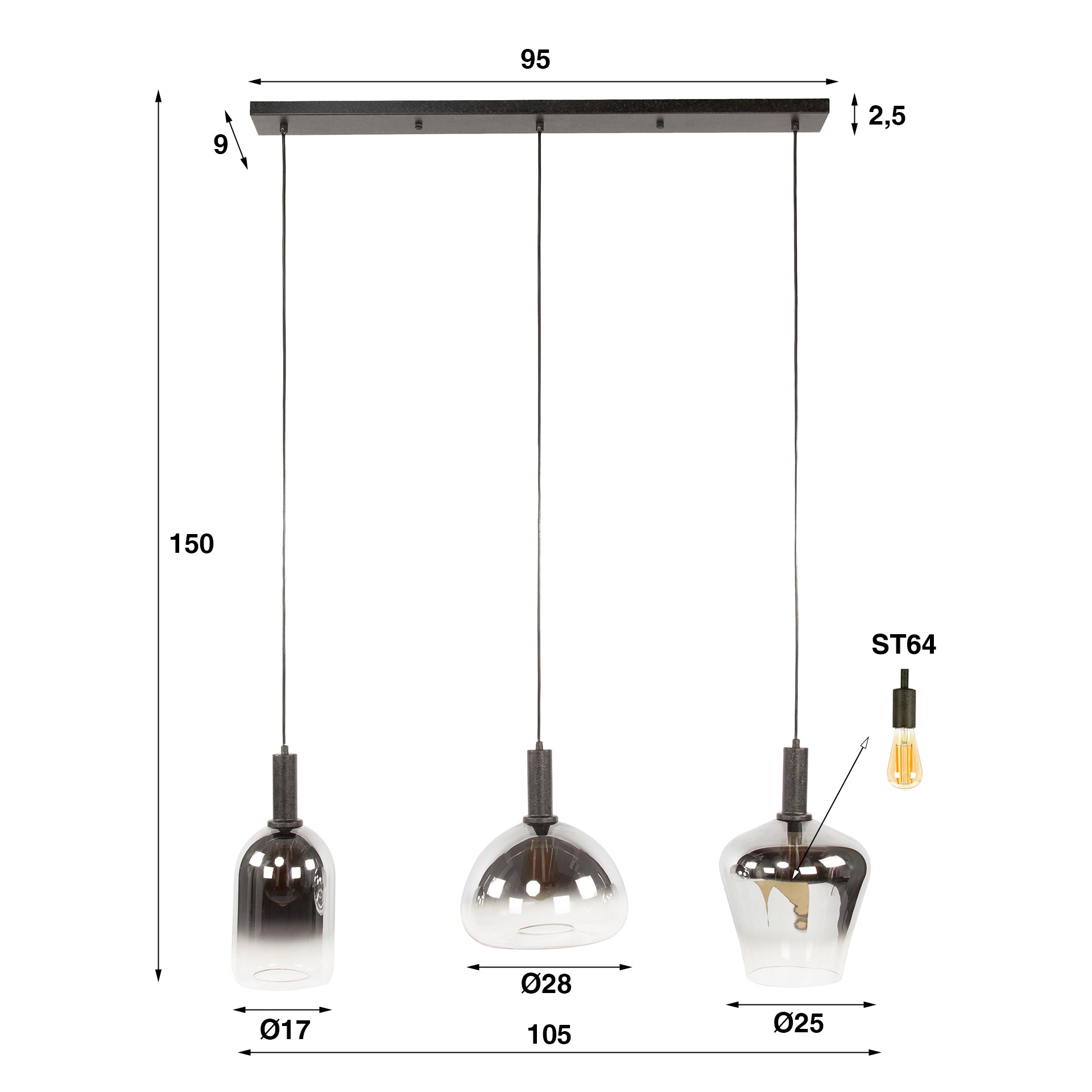 Hanglamp Zenith - 3 lichts