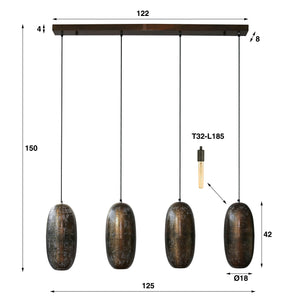 Hanglamp 4L Brons Antiek