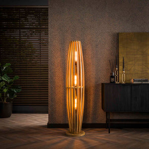 Vloerlamp Mangohout Lamellen
